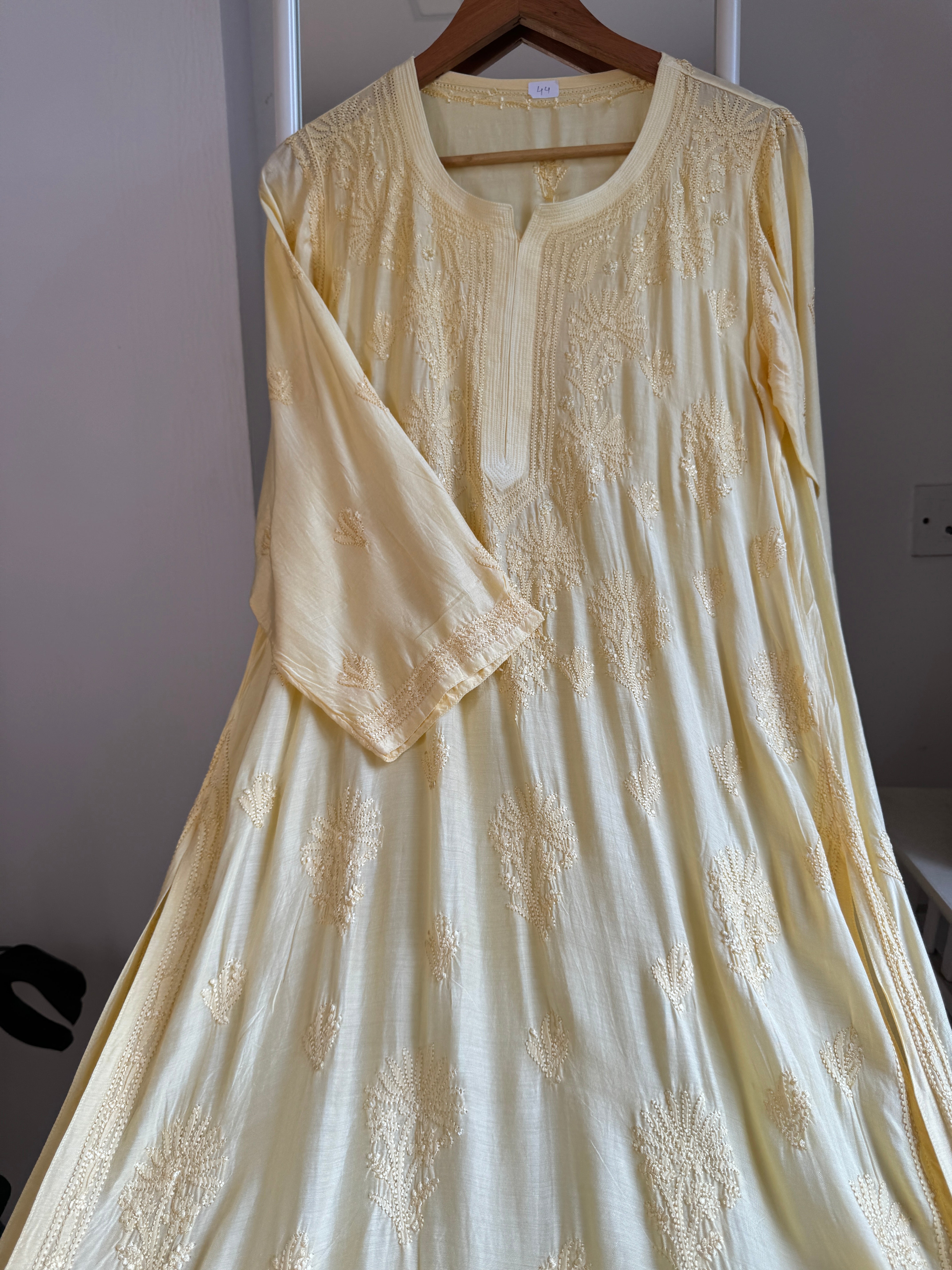 Muslin Chikankari Kurti - Yellow ARIAA CHIKANKARI
