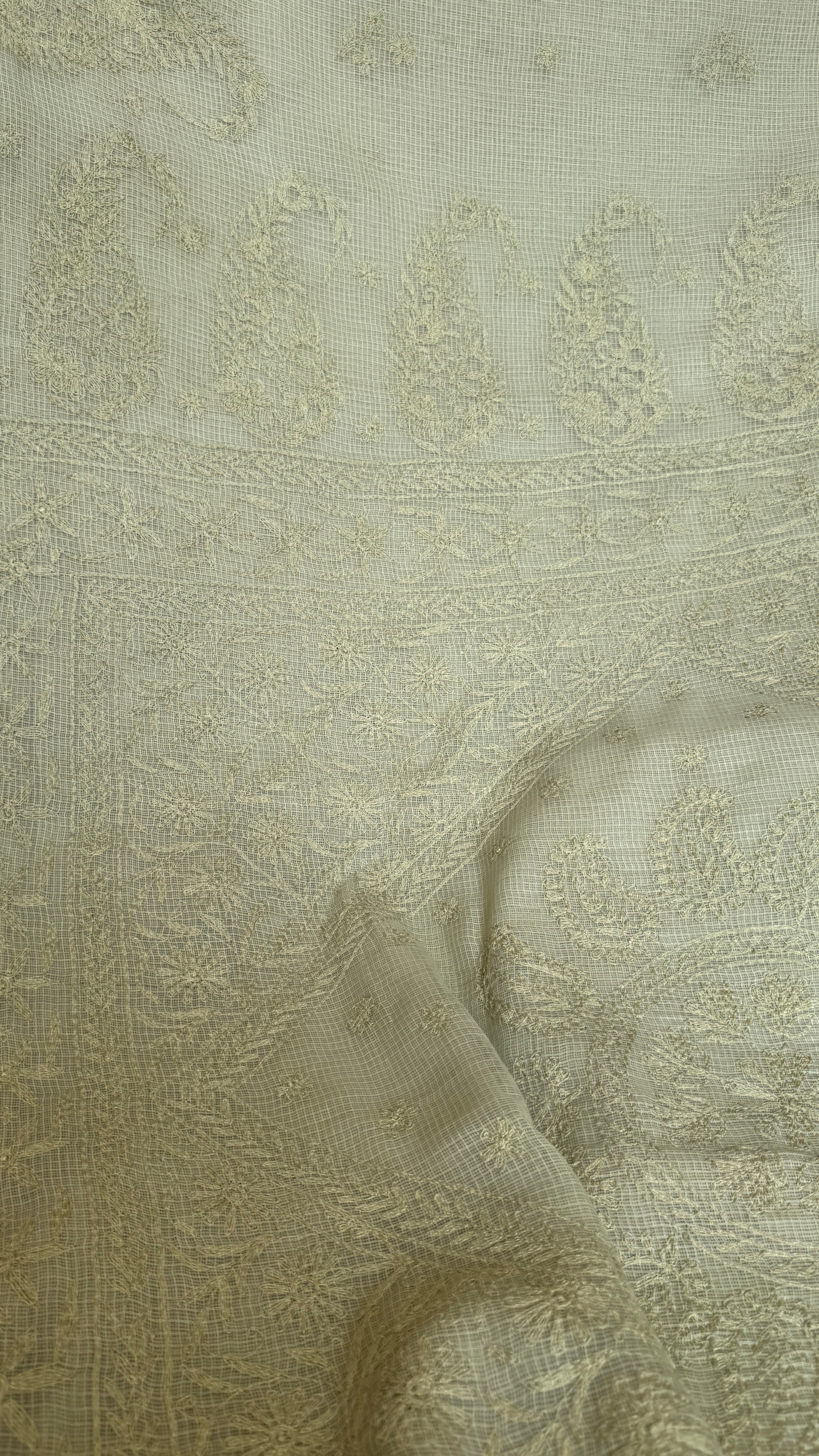 Kota Chikankari saree in Sheen Green