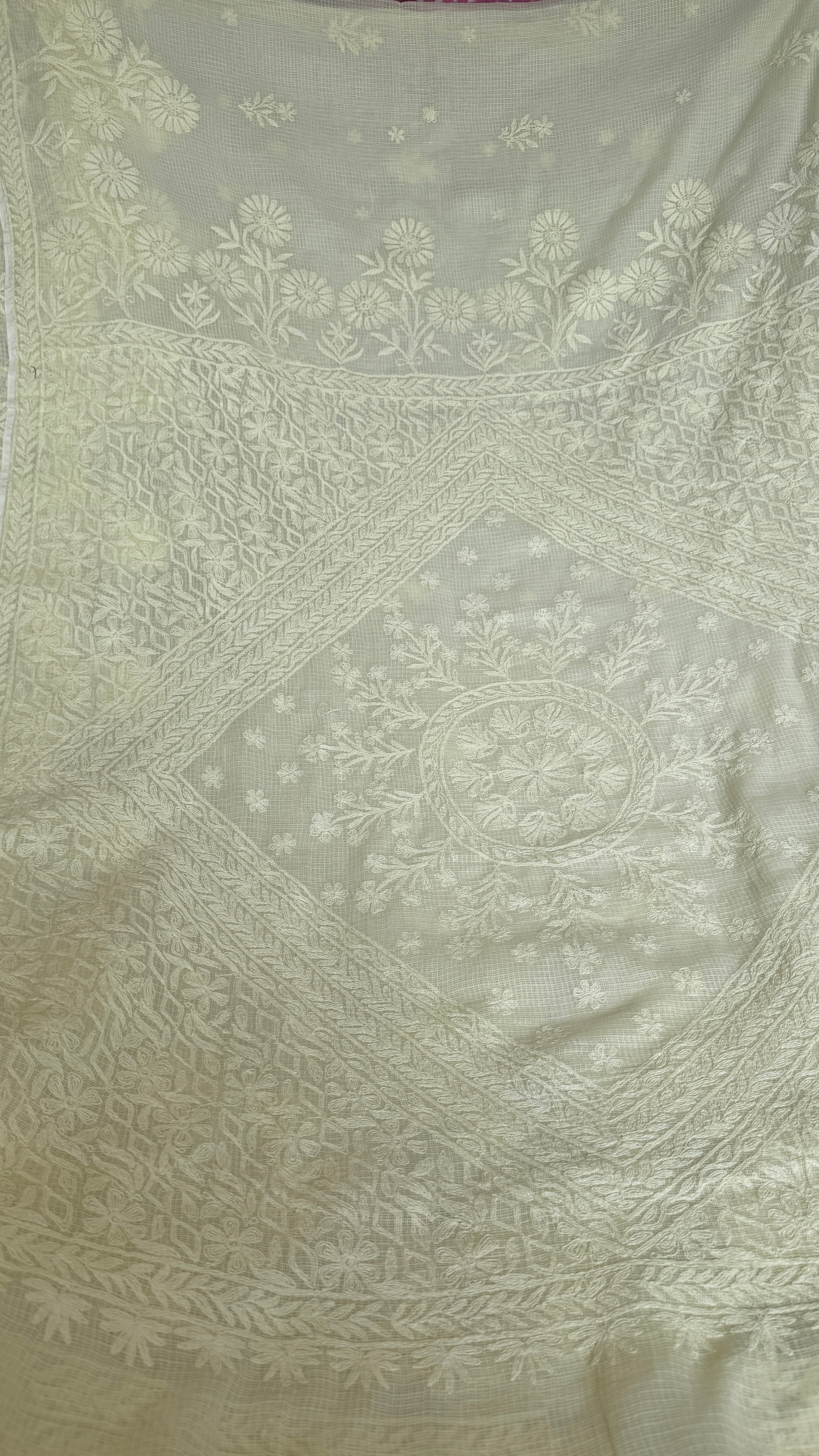 Kota Chikankari saree in Light Yellow