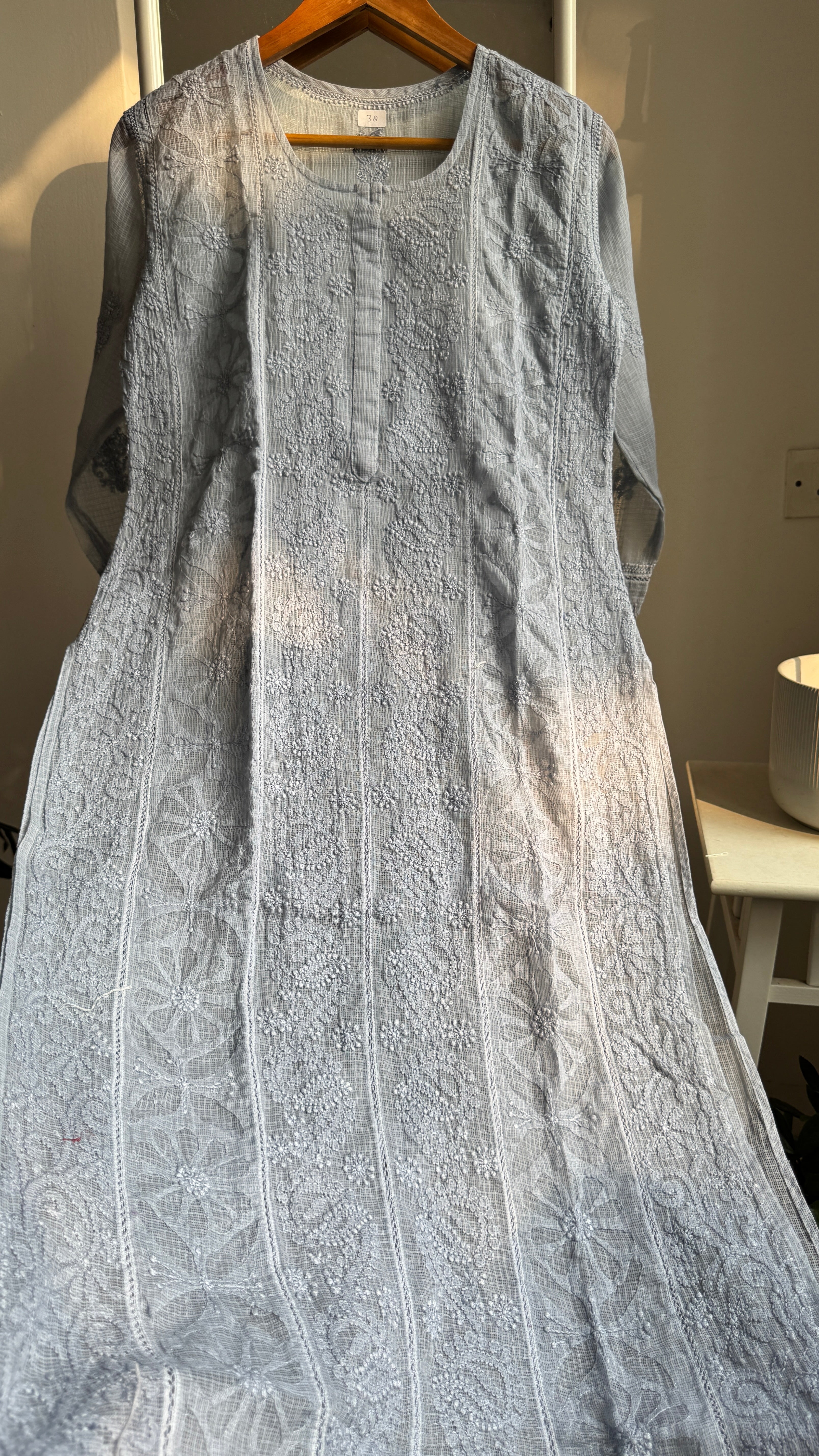Kota Soft Cotton Chikankari Kurti - Grey - CHAND Collection