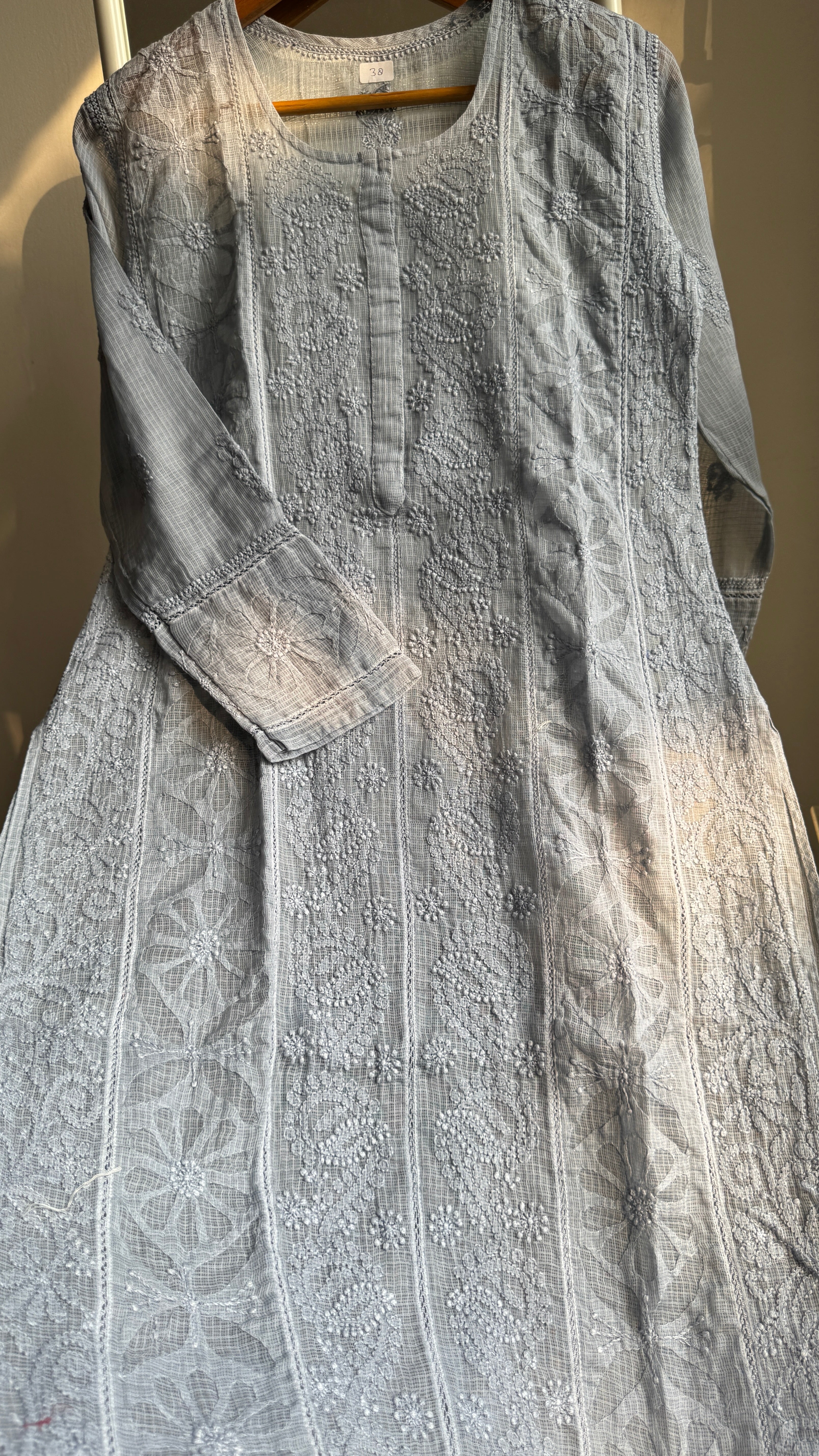 Kota Soft Cotton Chikankari Kurti - Grey - CHAND Collection