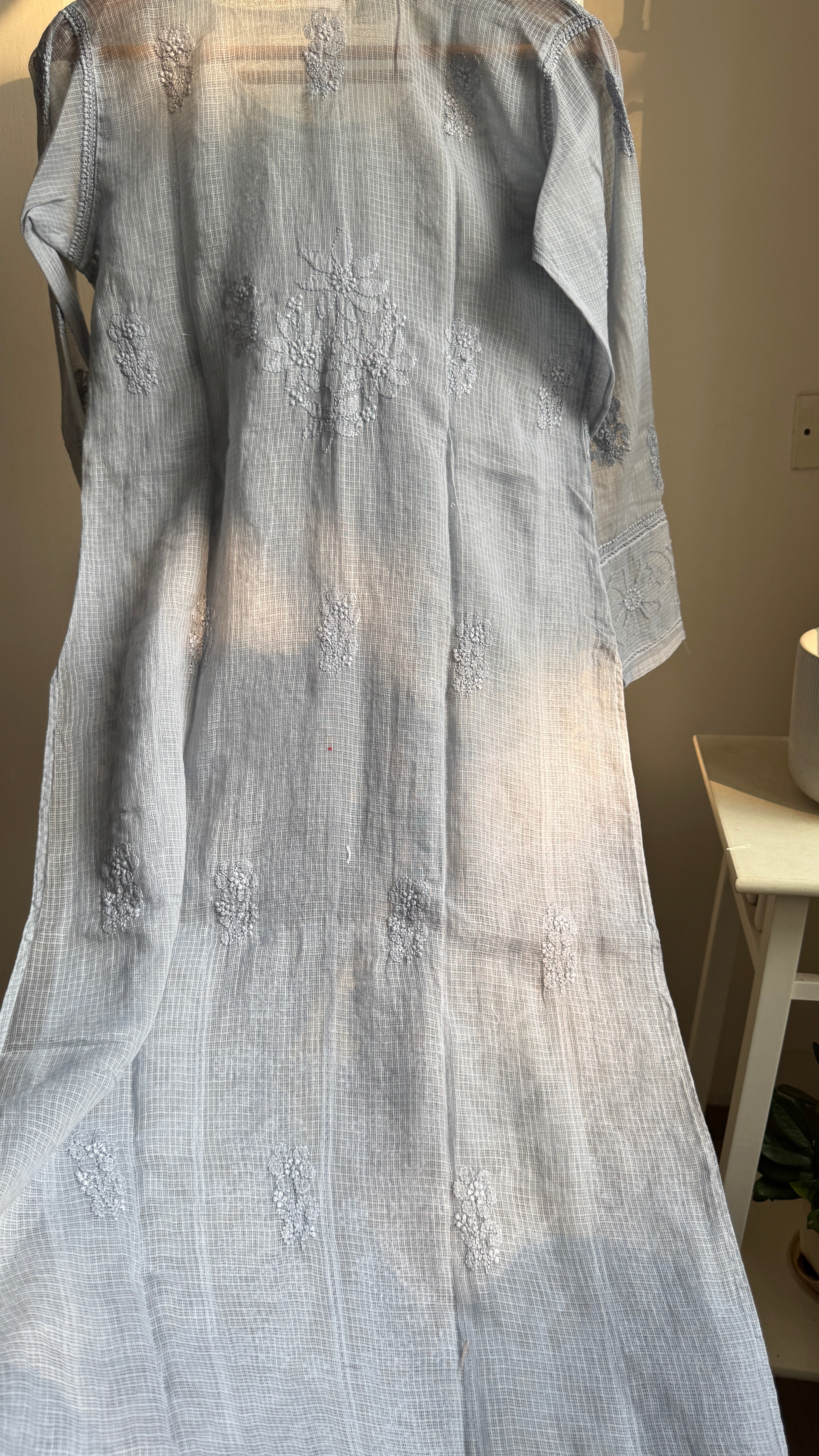 Kota Soft Cotton Chikankari Kurti - Grey - CHAND Collection