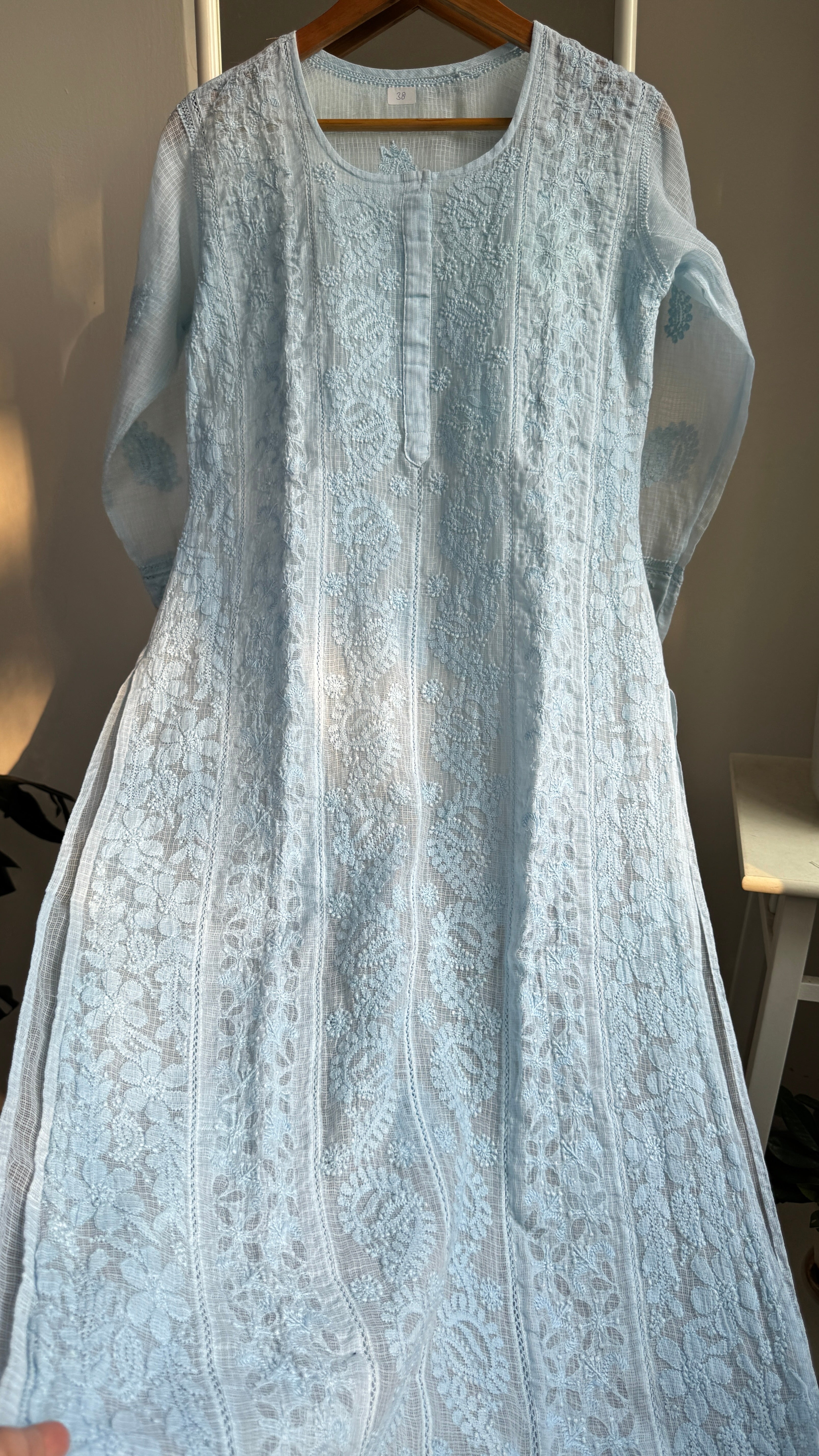 Kota Soft Cotton Chikankari Kurti - Blue - CHAND Collection