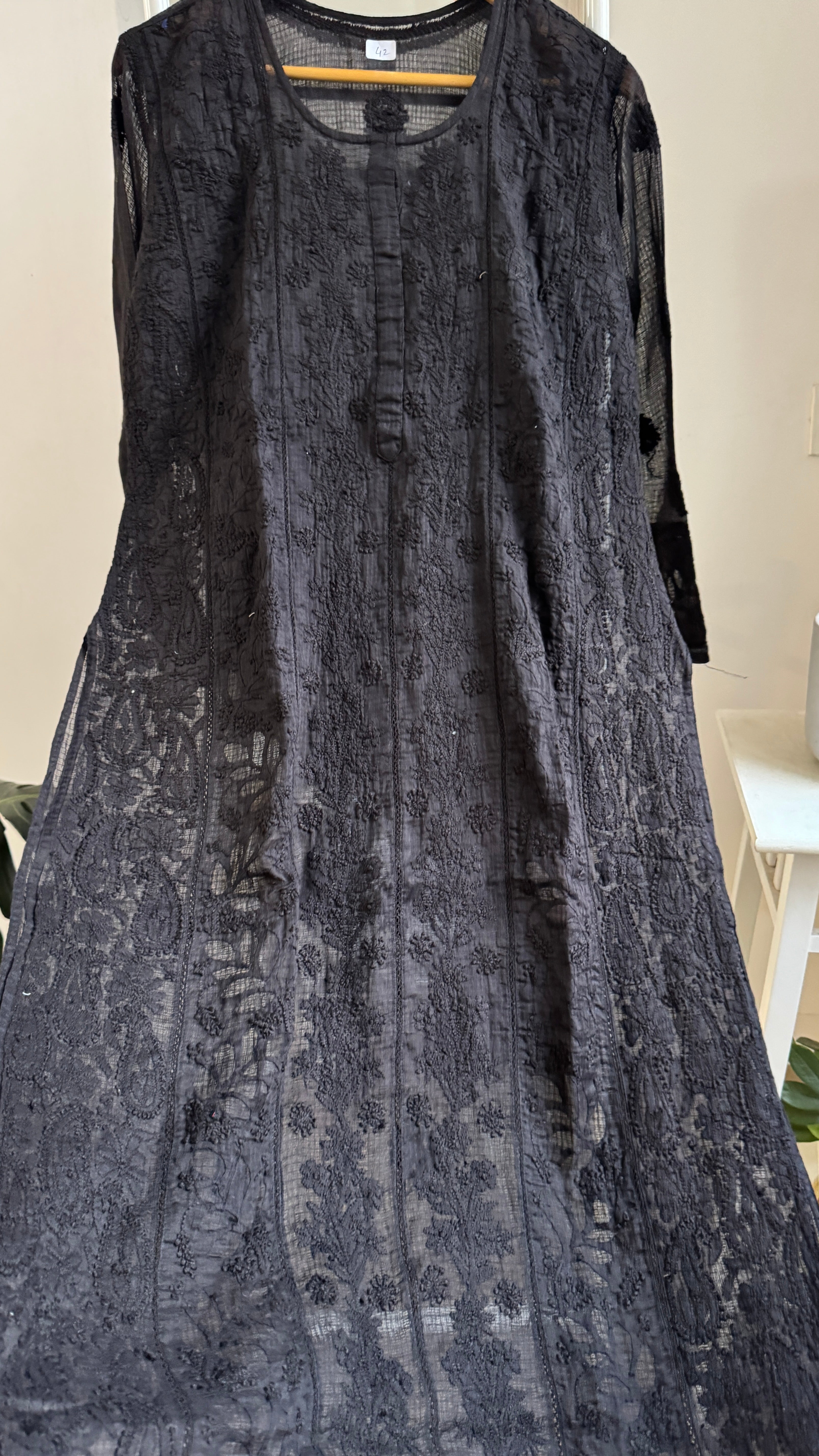 Kota Soft Cotton Chikankari Kurti - Black - CHAND Collection