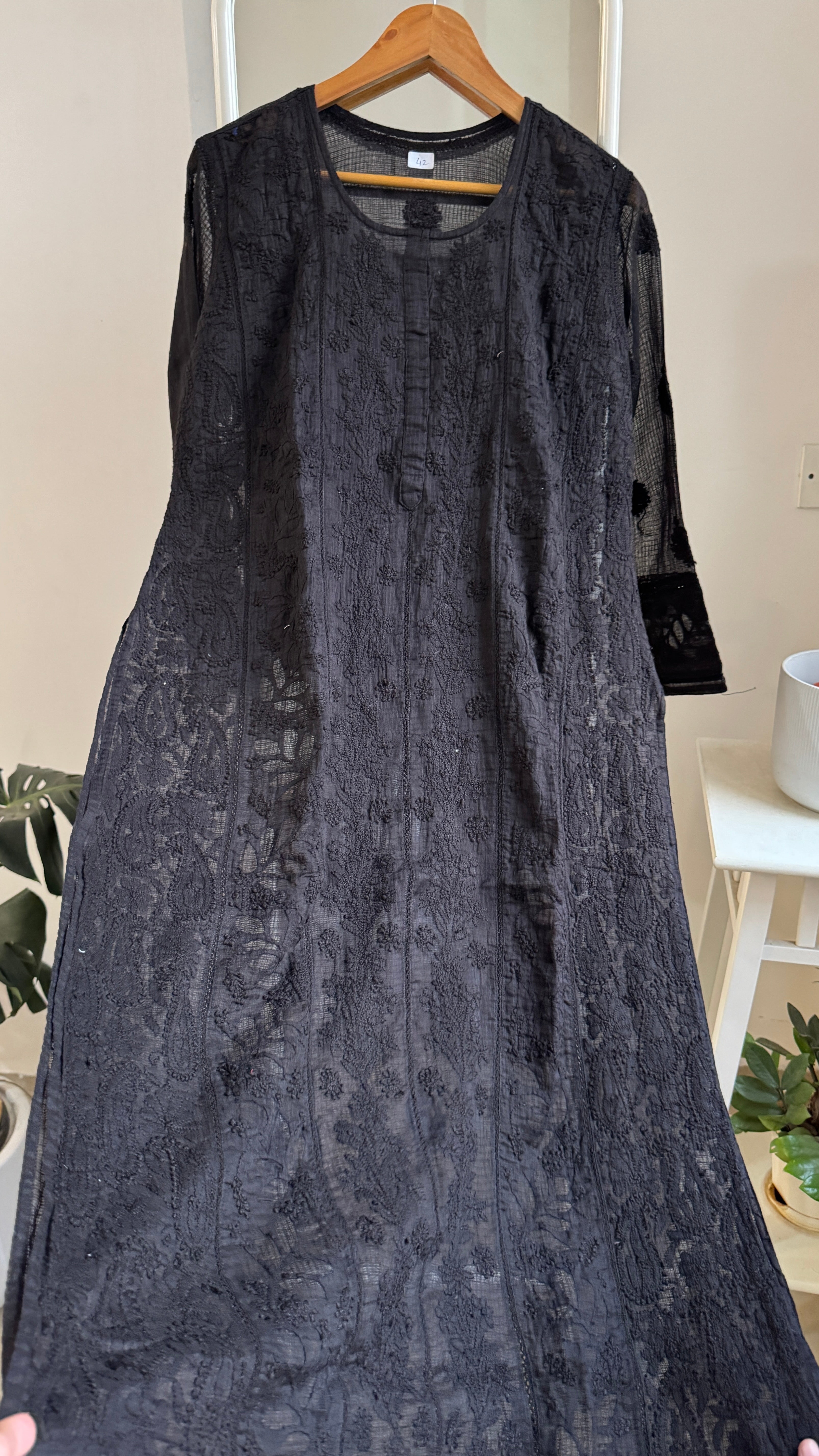 Kota Soft Cotton Chikankari Kurti - Black - CHAND Collection