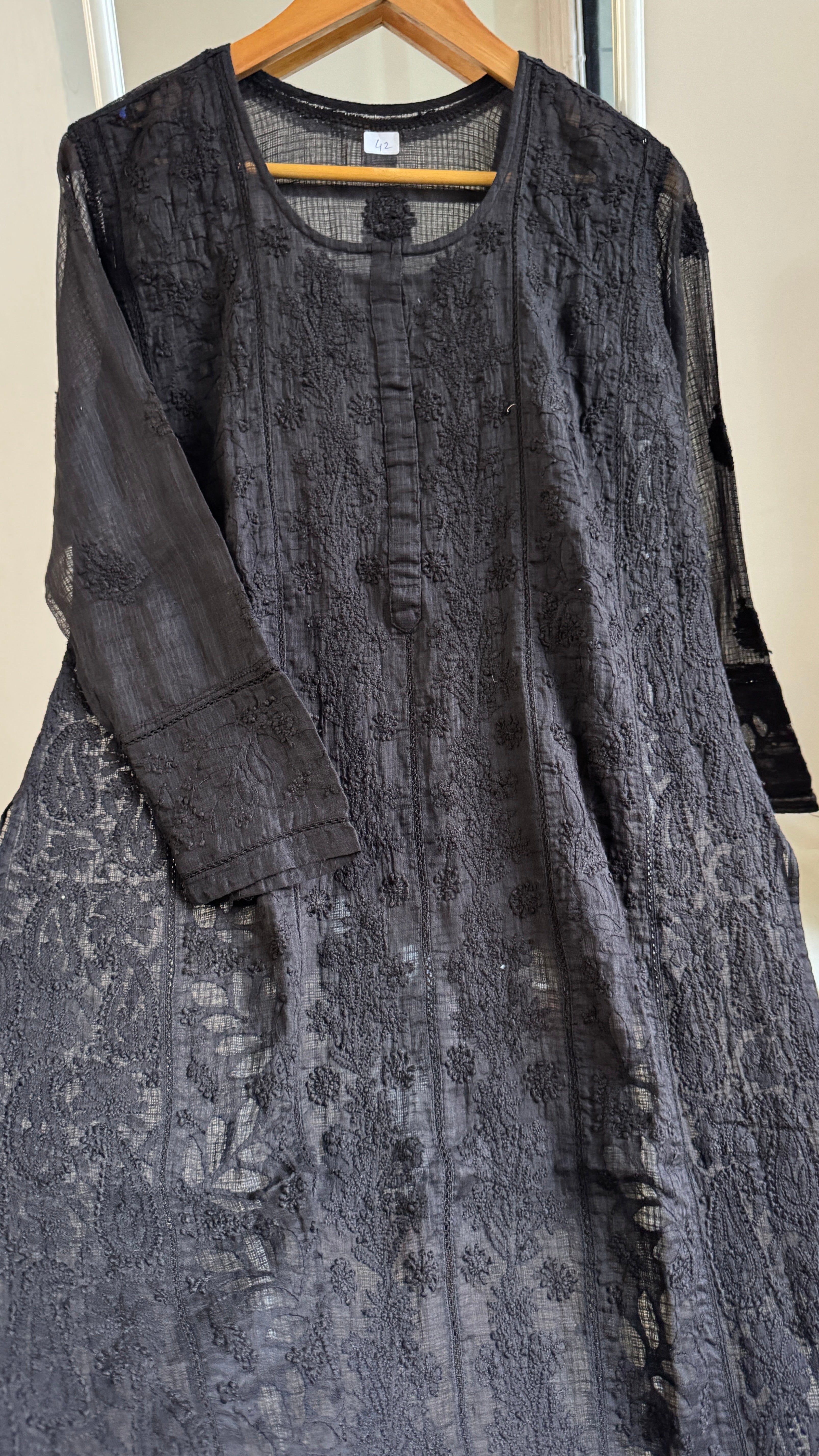Kota Soft Cotton Chikankari Kurti - Black - CHAND Collection