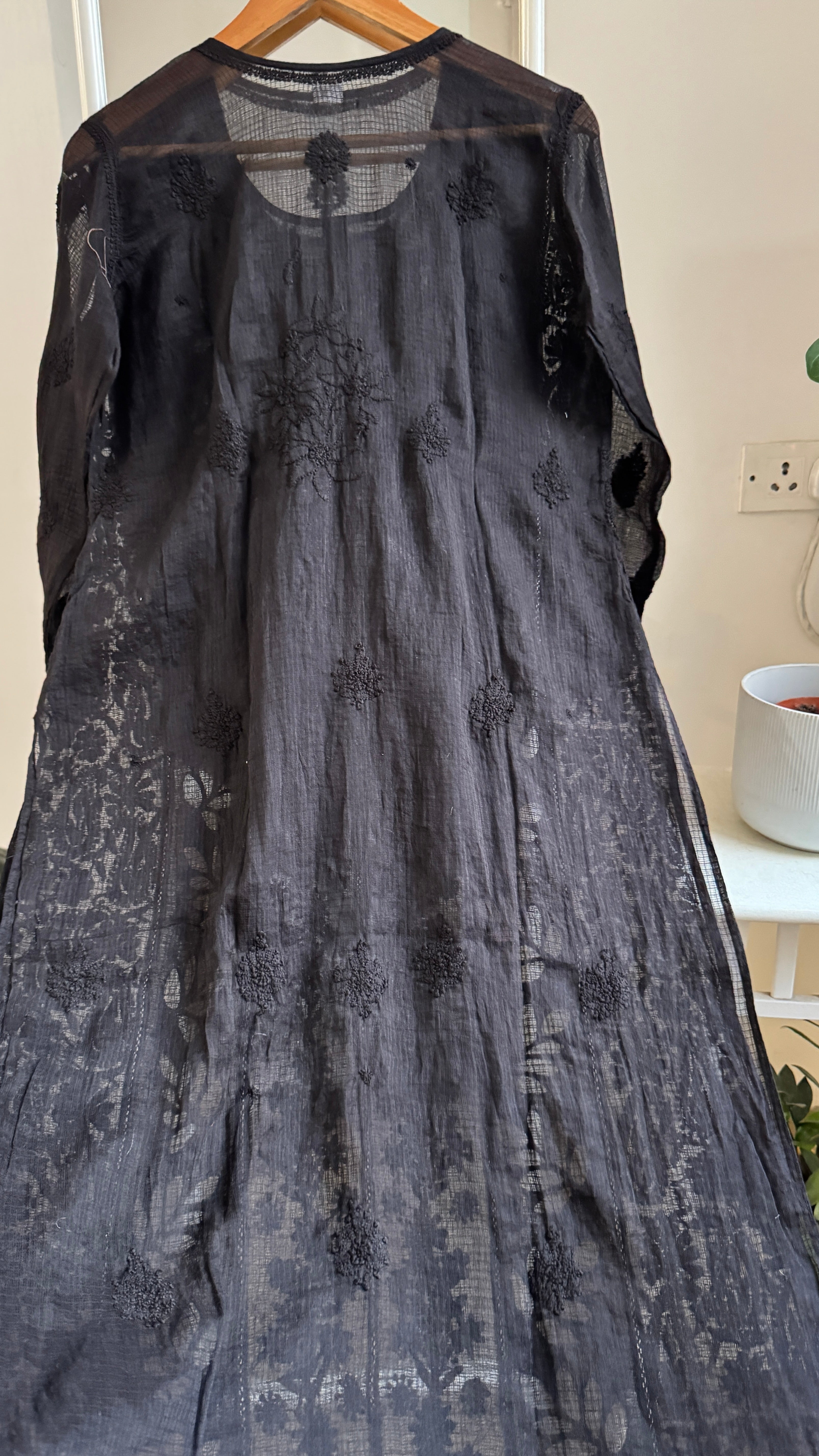 Kota Soft Cotton Chikankari Kurti - Black - CHAND Collection