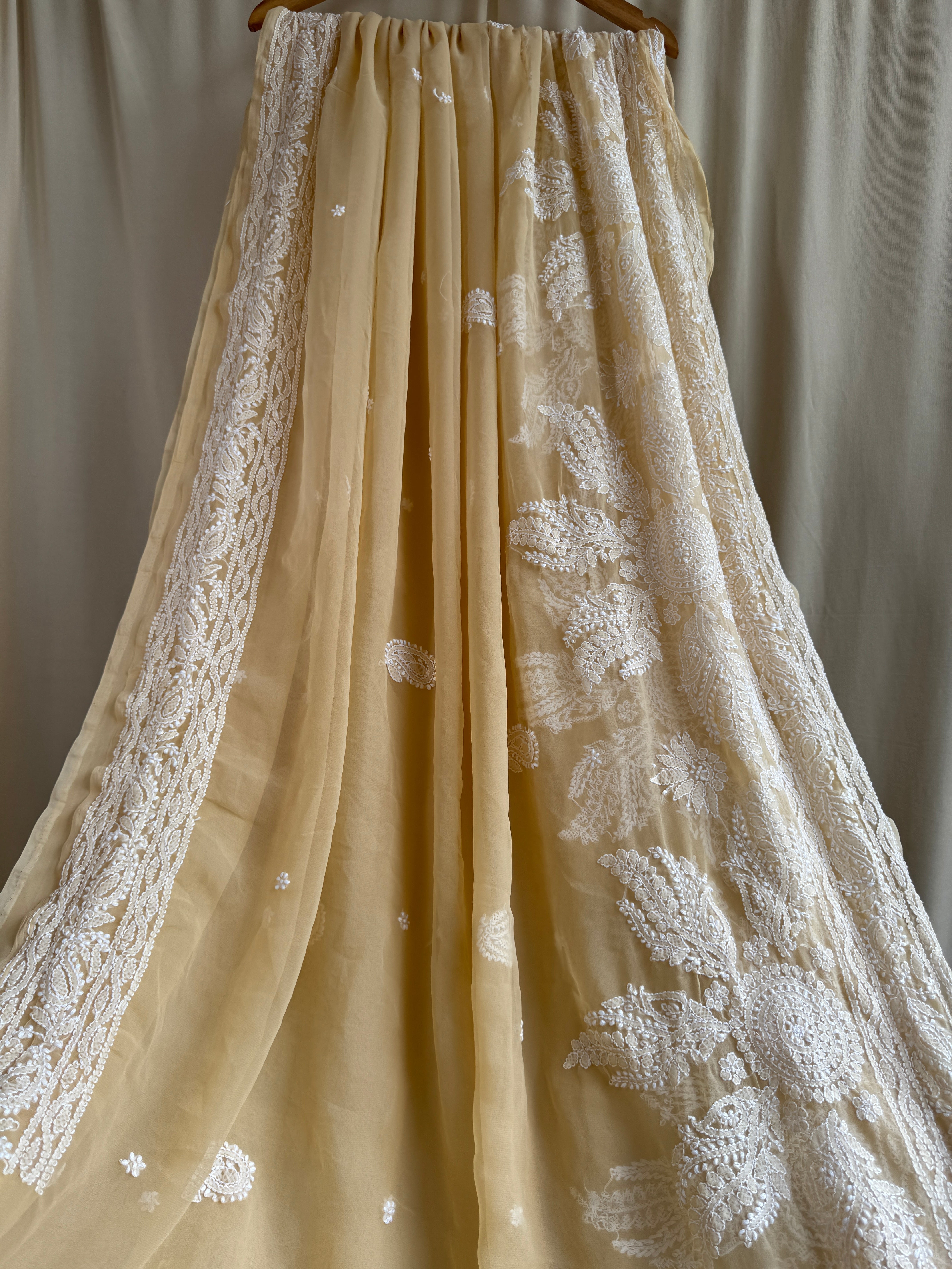 Georgette Chikankari saree in Beige ARIAA CHIKANKARI