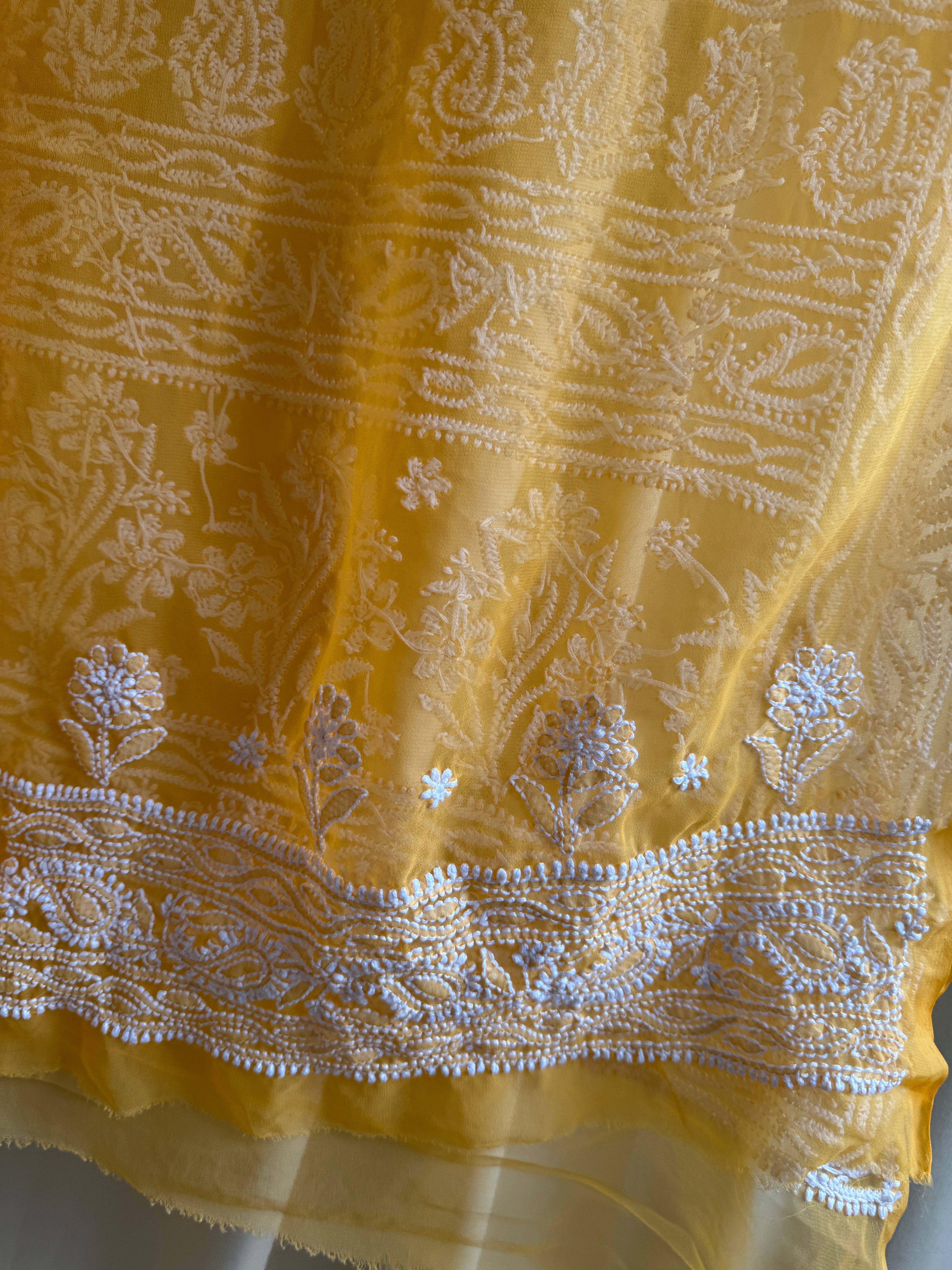 Georgette Chikankari saree in Orange ARIAA CHIKANKARI