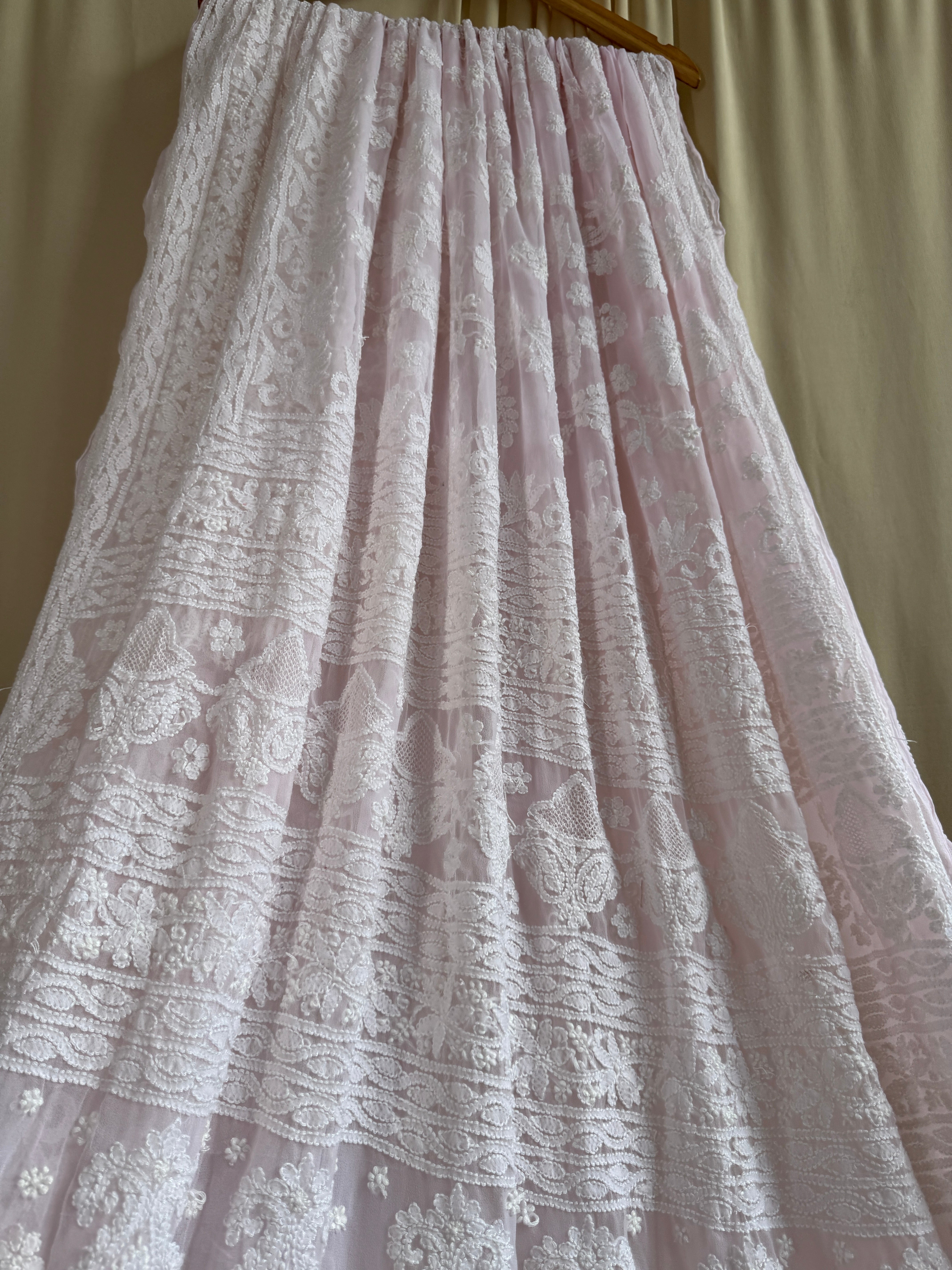Georgette Chikankari saree in Pink ARIAA CHIKANKARI
