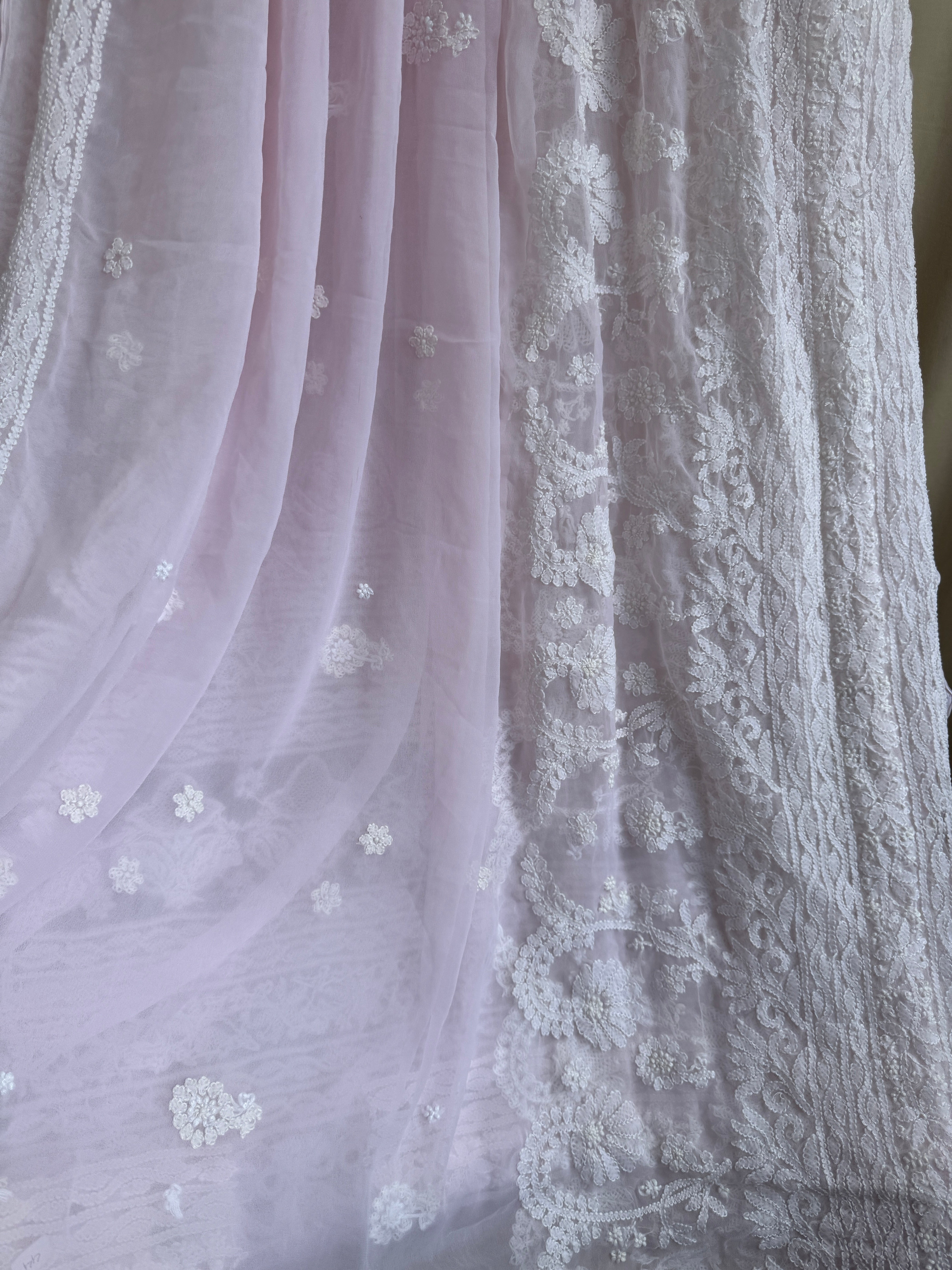 Georgette Chikankari saree in Pink ARIAA CHIKANKARI