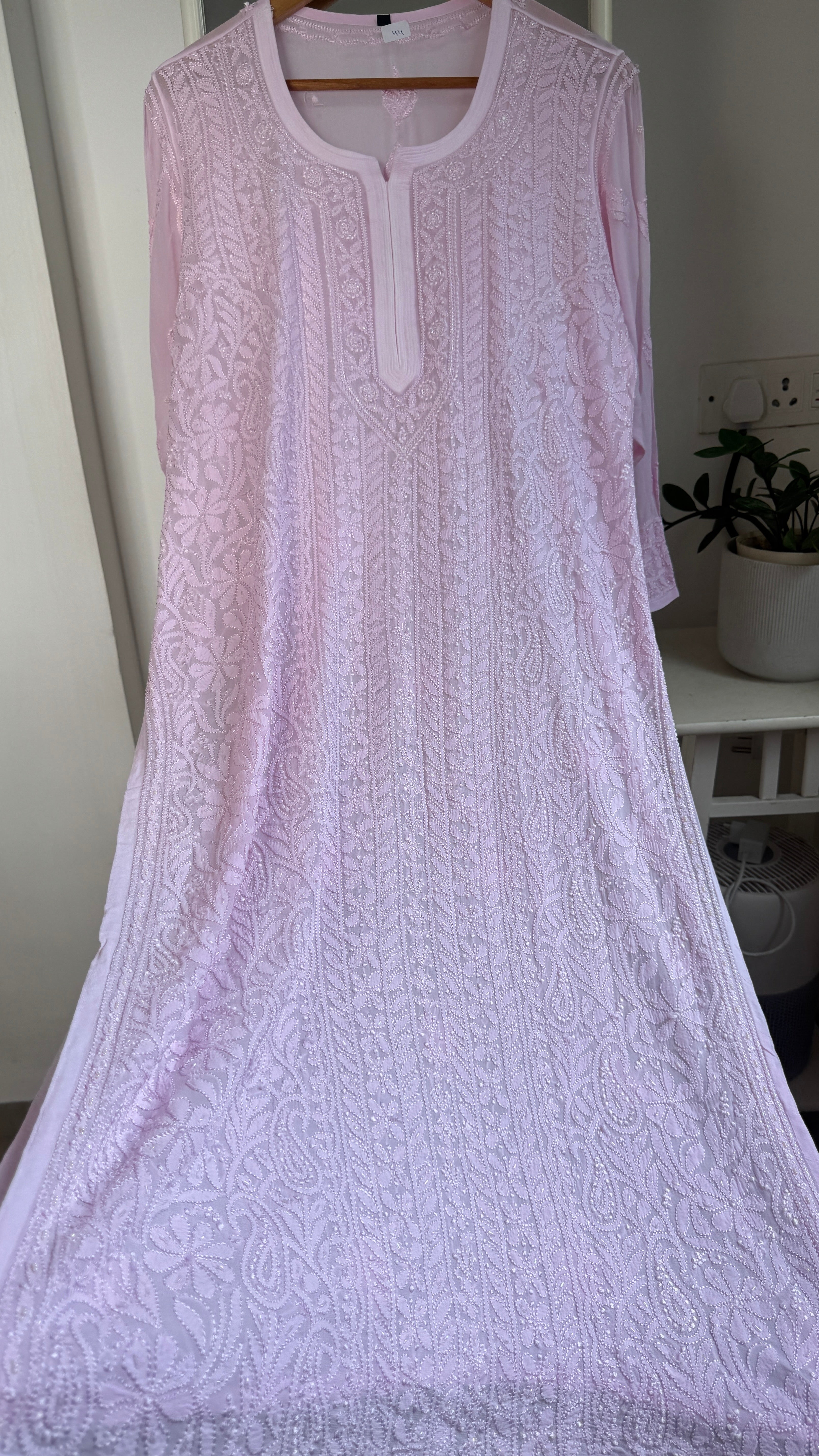 Viscose Kurti with Pearl Work - Pink