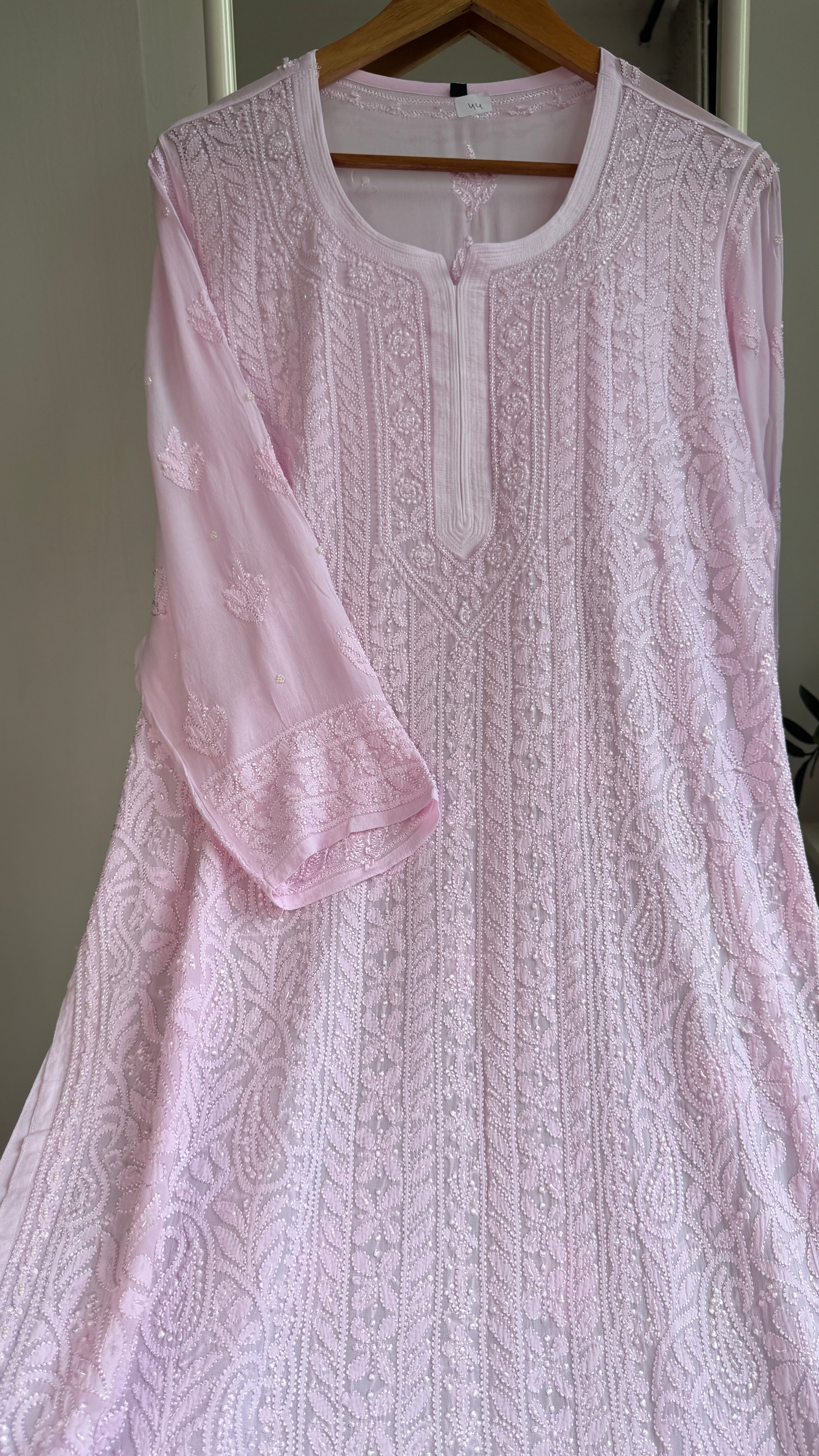 Viscose Kurti with Pearl Work - Pink