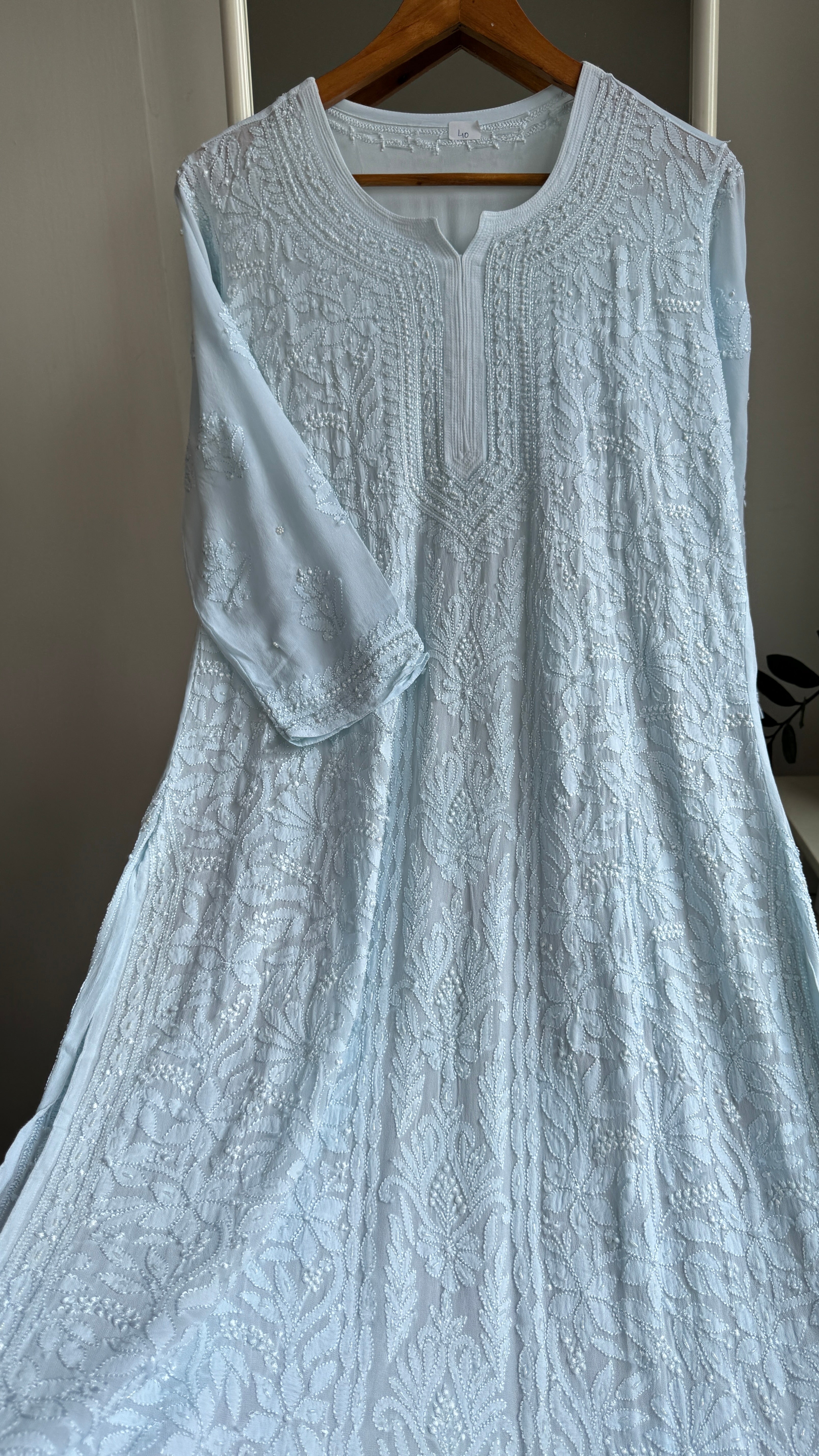 Viscose Kurti with Pearl Work - Blue