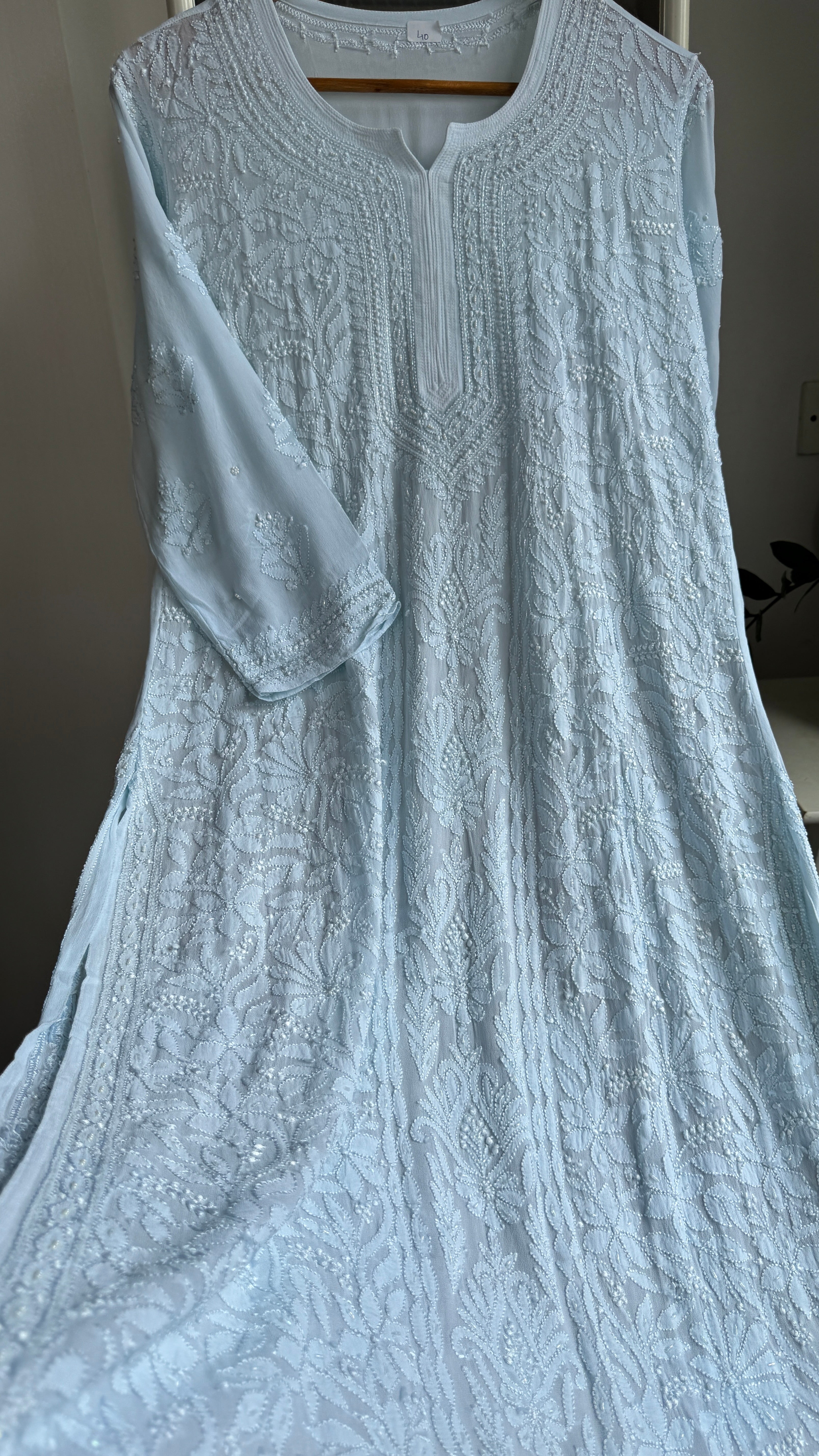 Viscose Kurti with Pearl Work - Blue