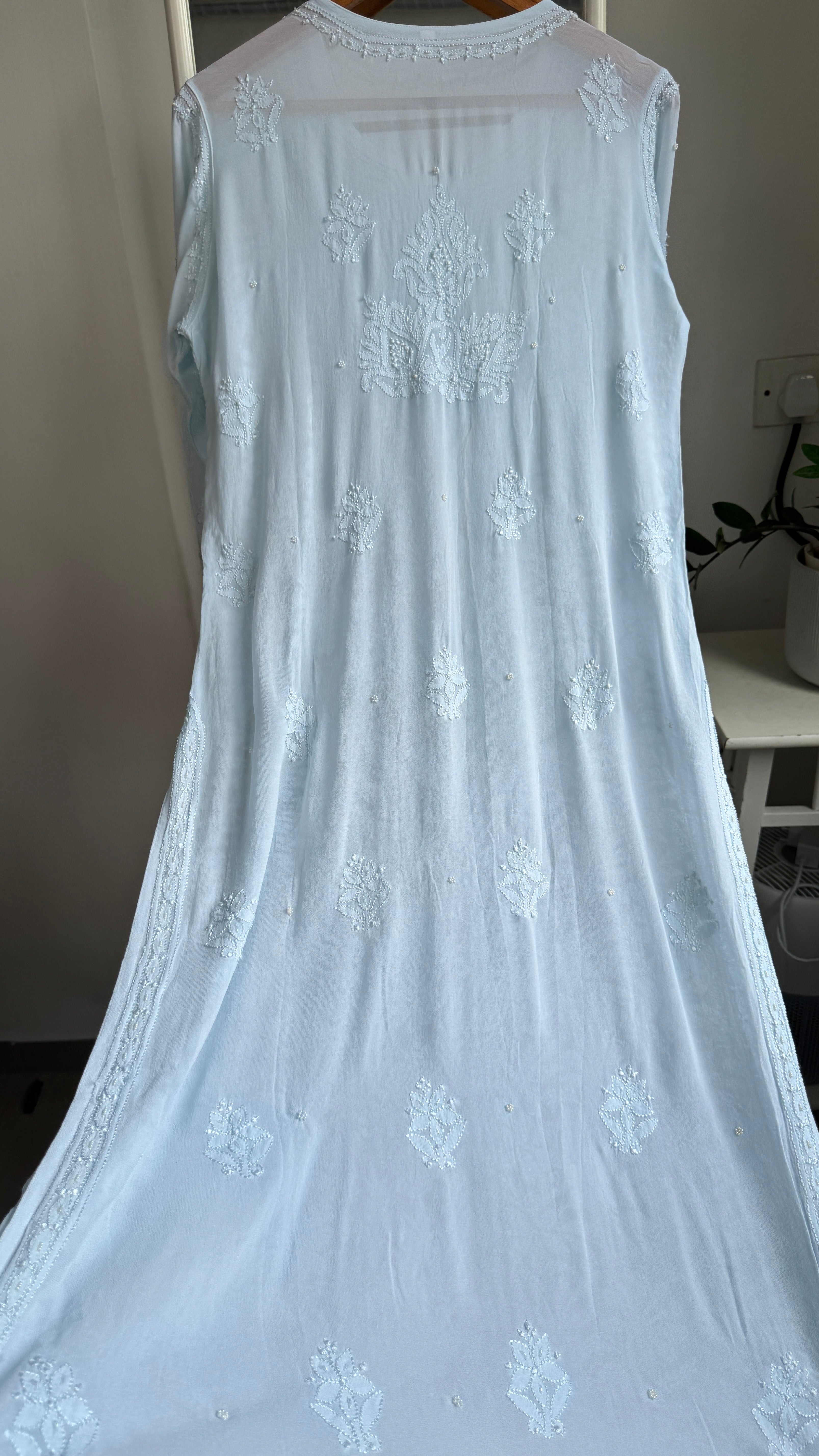 Viscose Kurti with Pearl Work - Blue