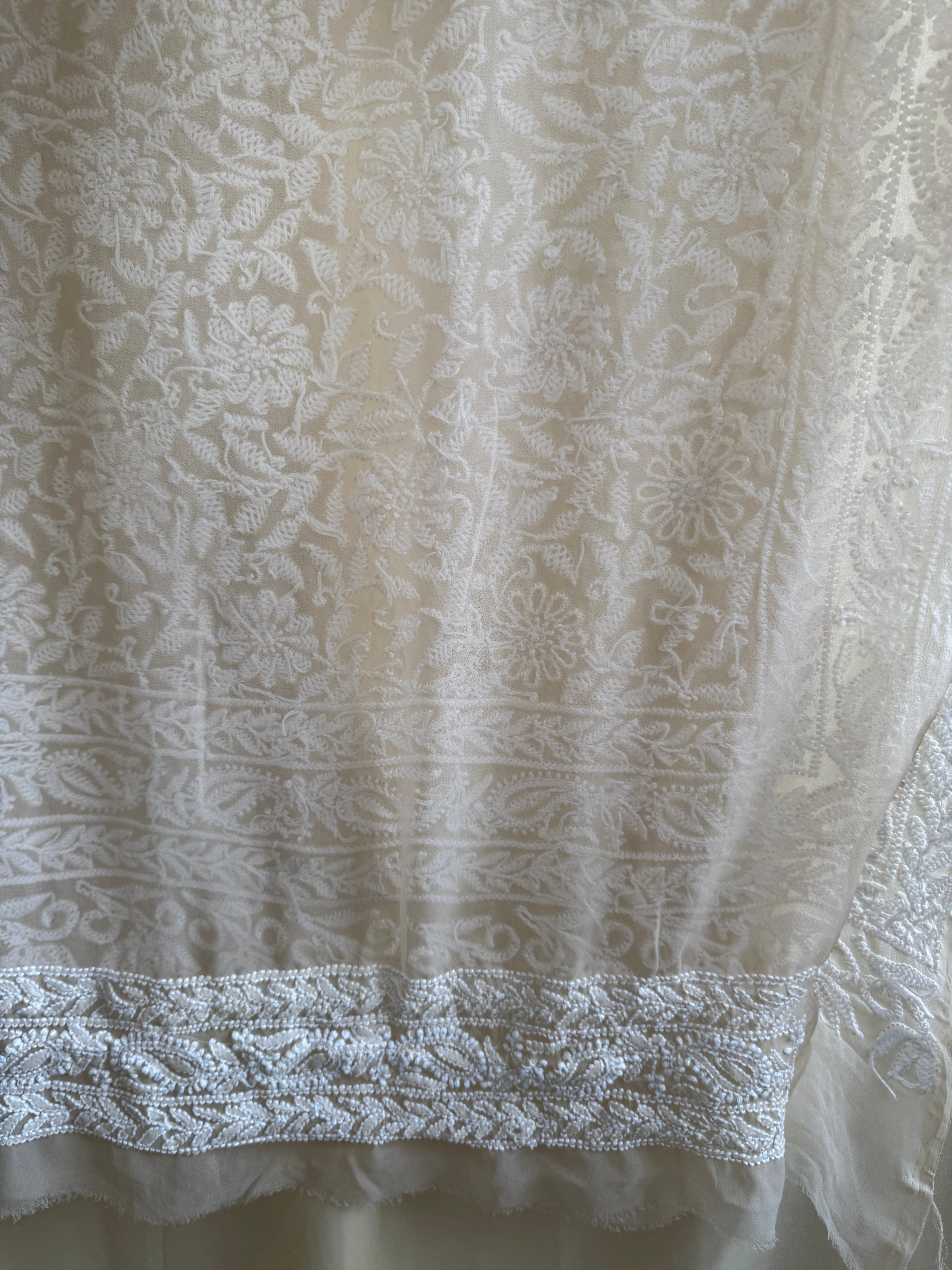 Georgette Chikankari saree in Fawn ARIAA CHIKANKARI