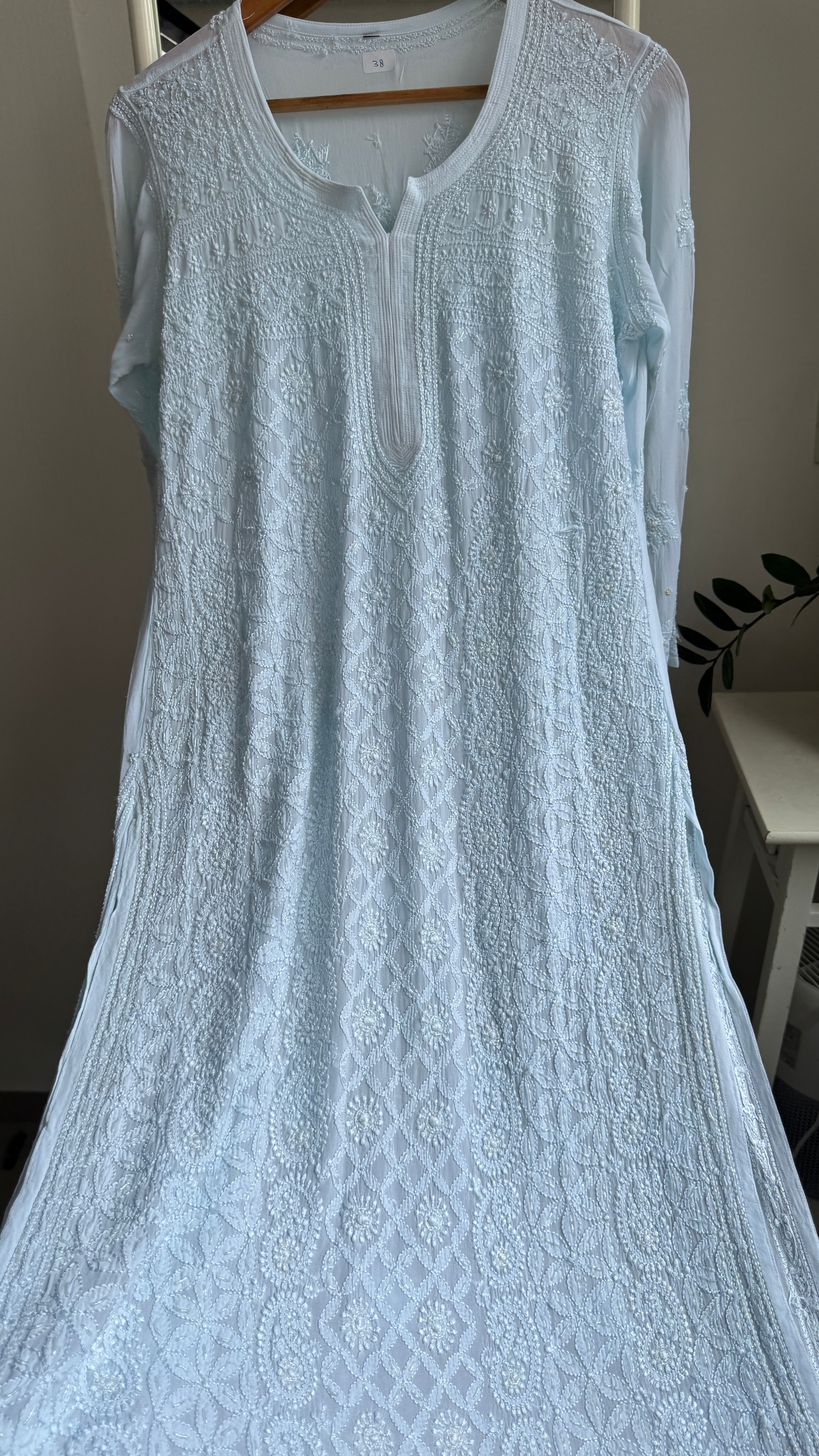 Viscose Kurti with Pearl Work - Blue