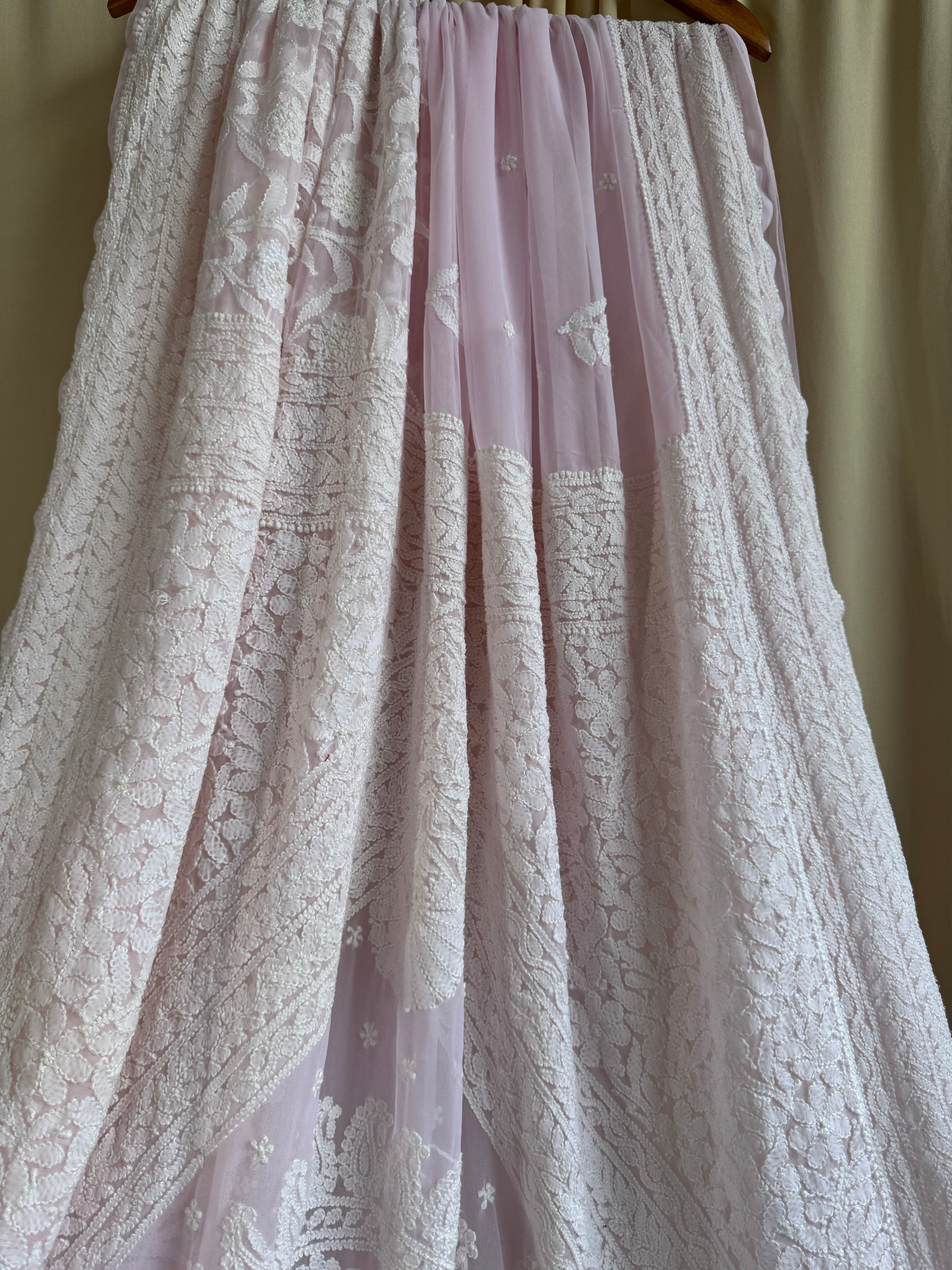 Georgette Chikankari saree in Pink ARIAA CHIKANKARI