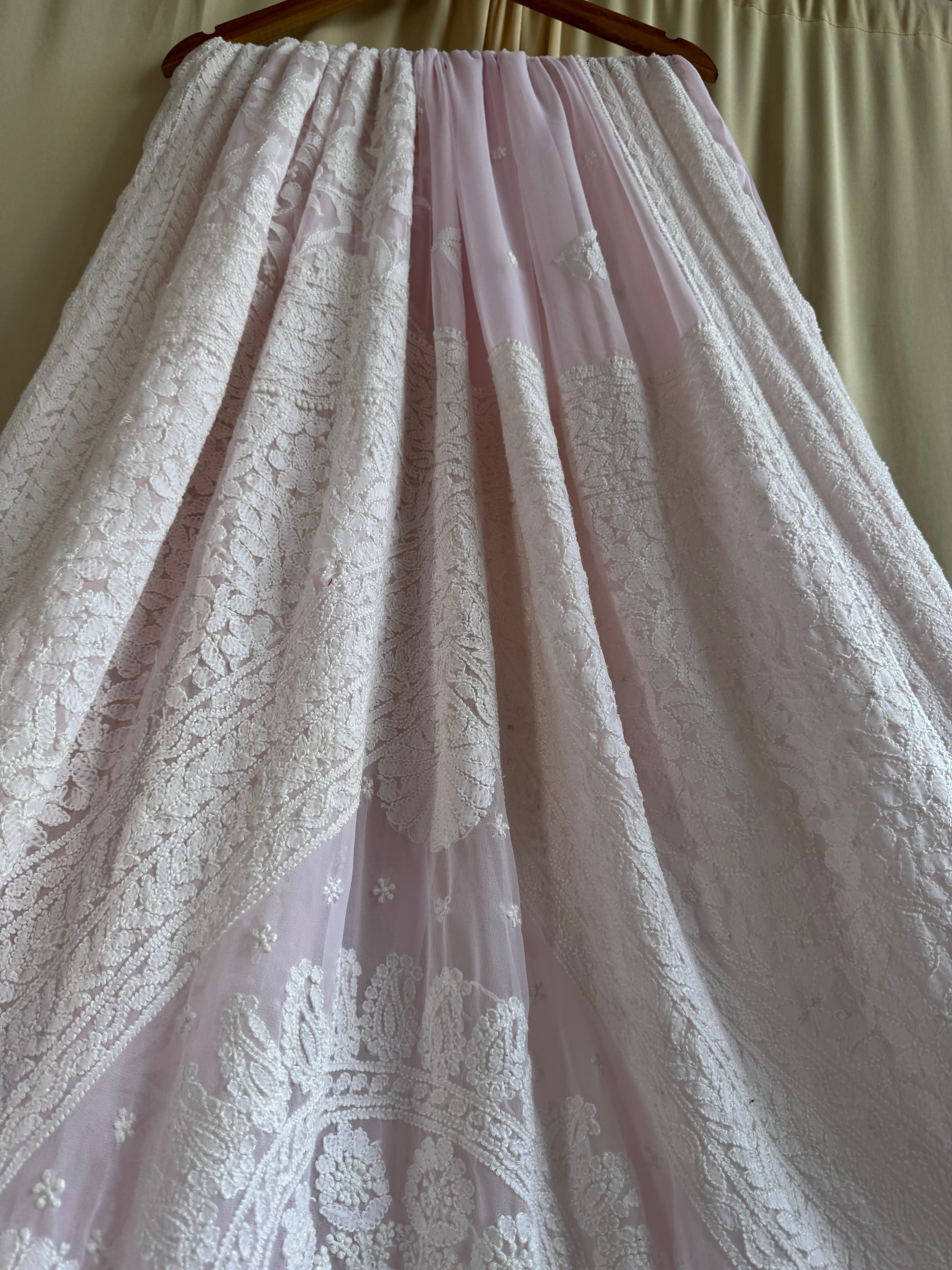 Georgette Chikankari saree in Pink ARIAA CHIKANKARI