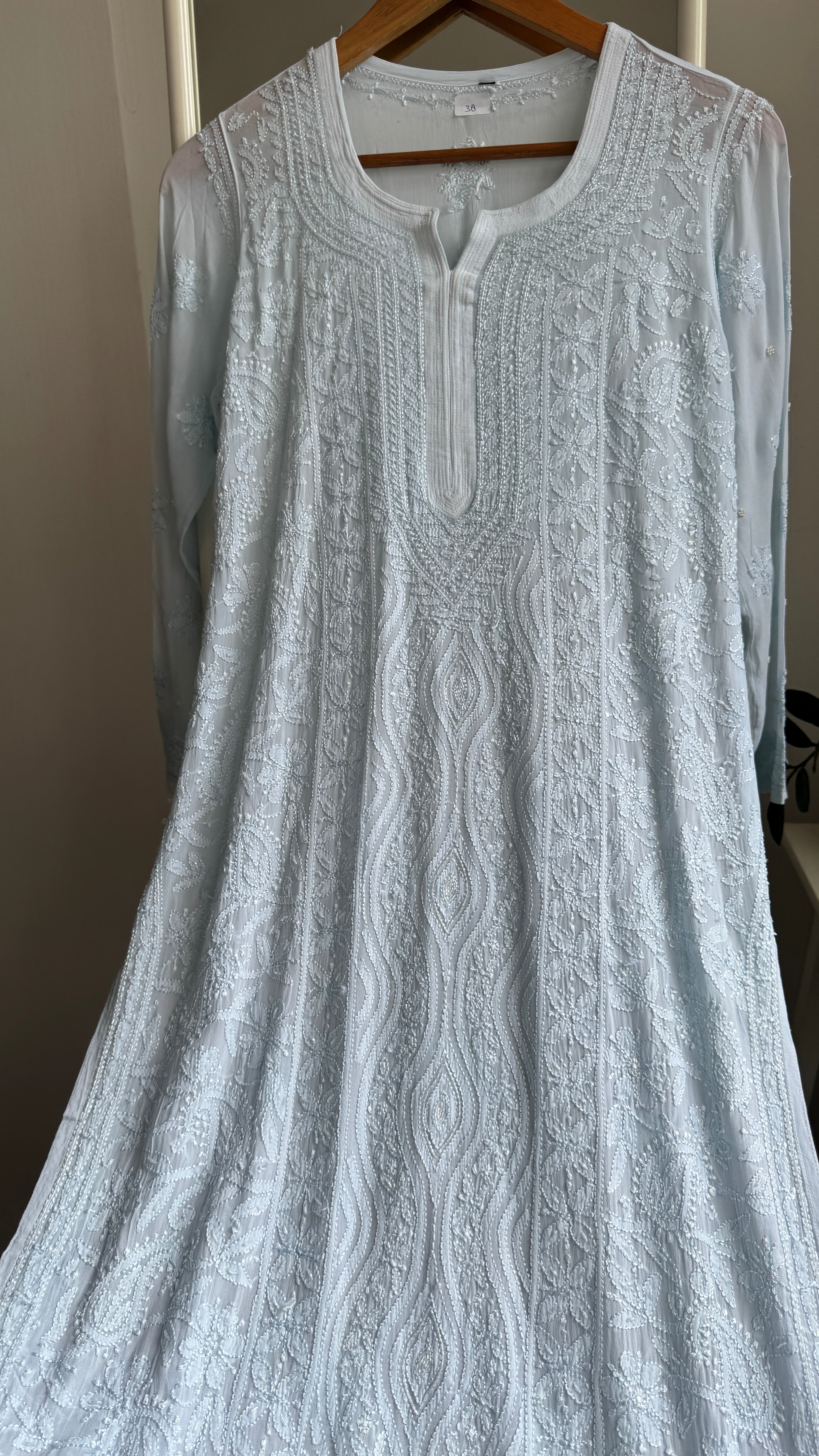 Viscose Kurti with Pearl Work - Blue