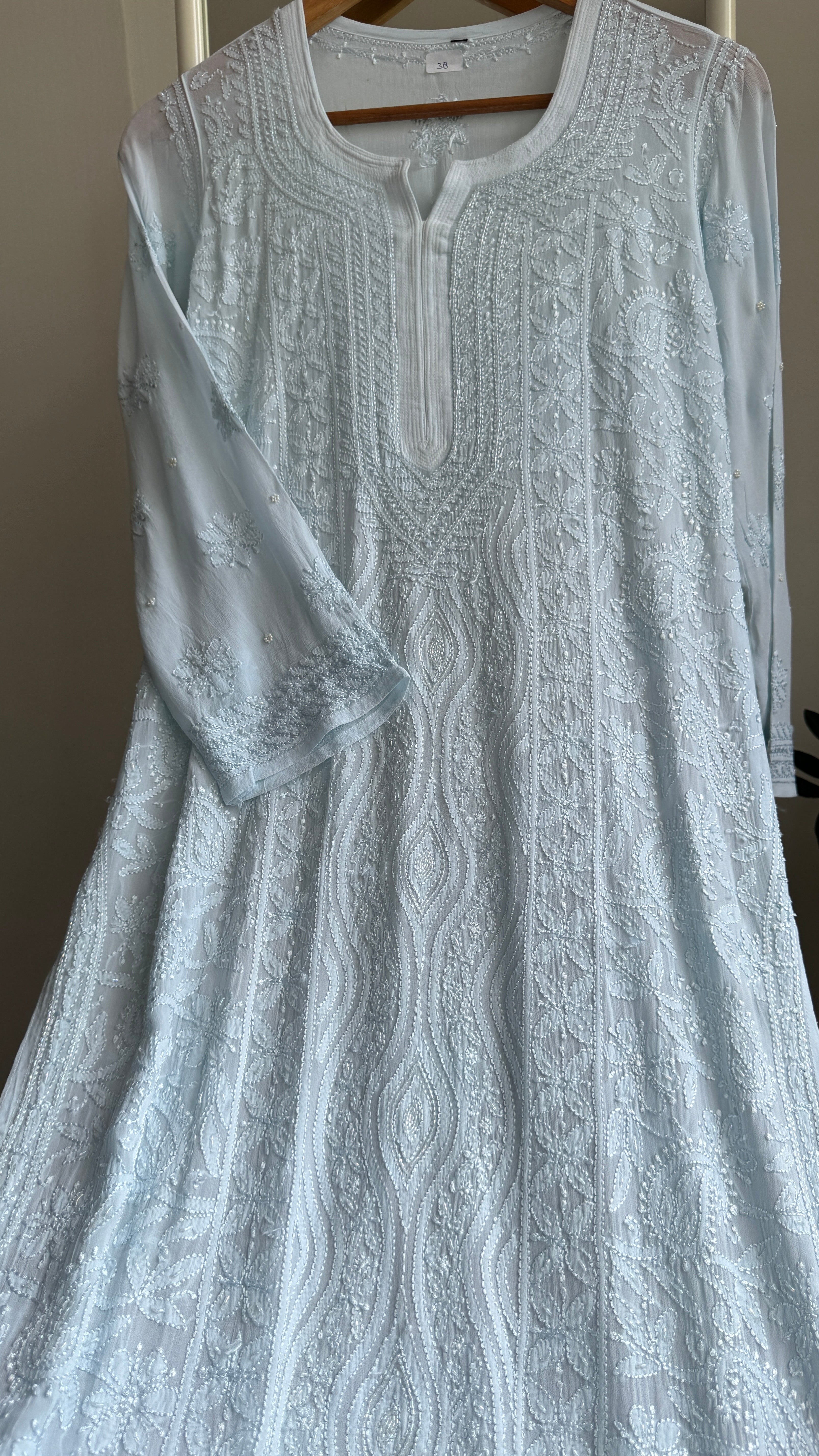 Viscose Kurti with Pearl Work - Blue