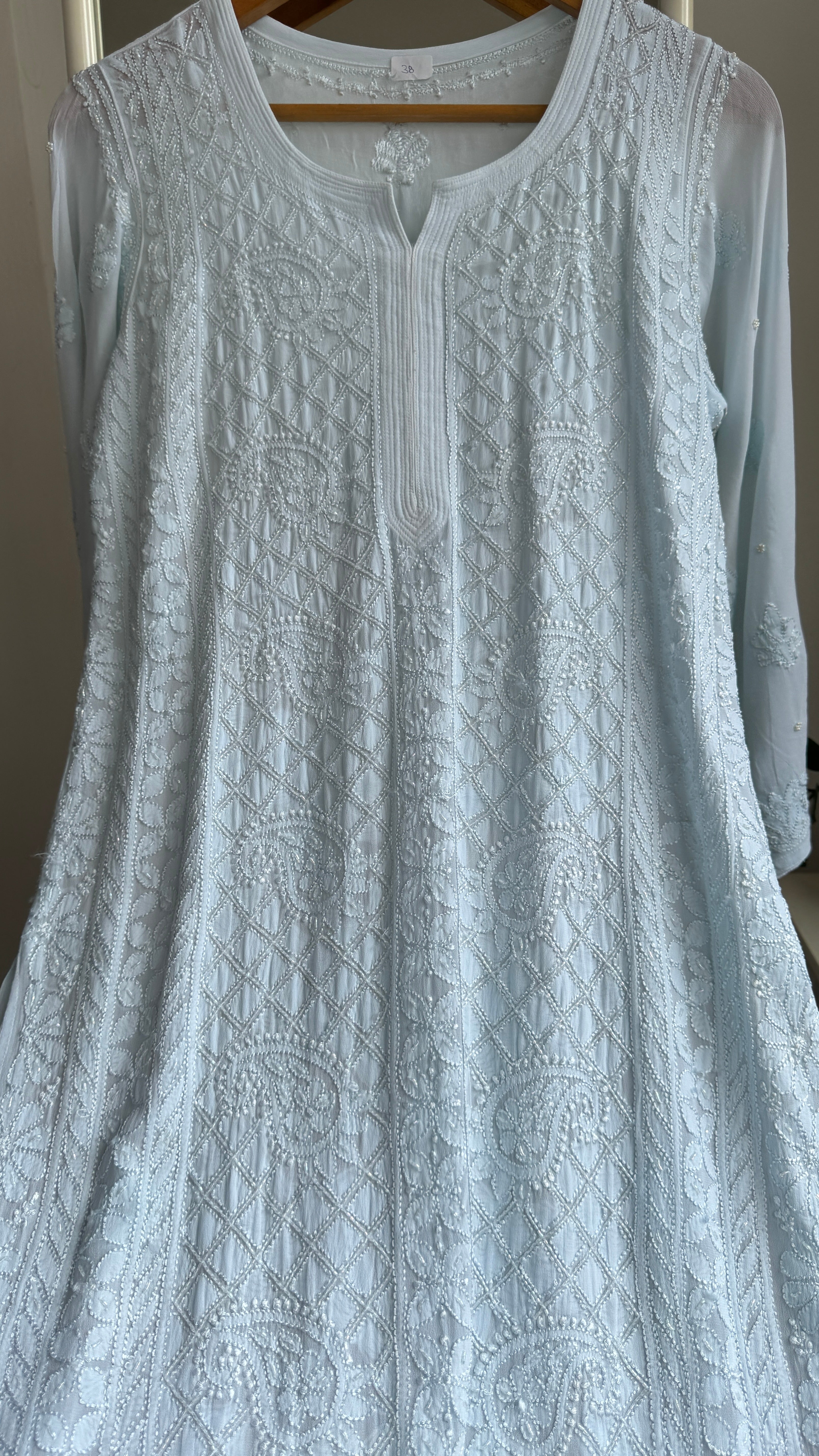 Viscose Kurti with Pearl Work - Blue