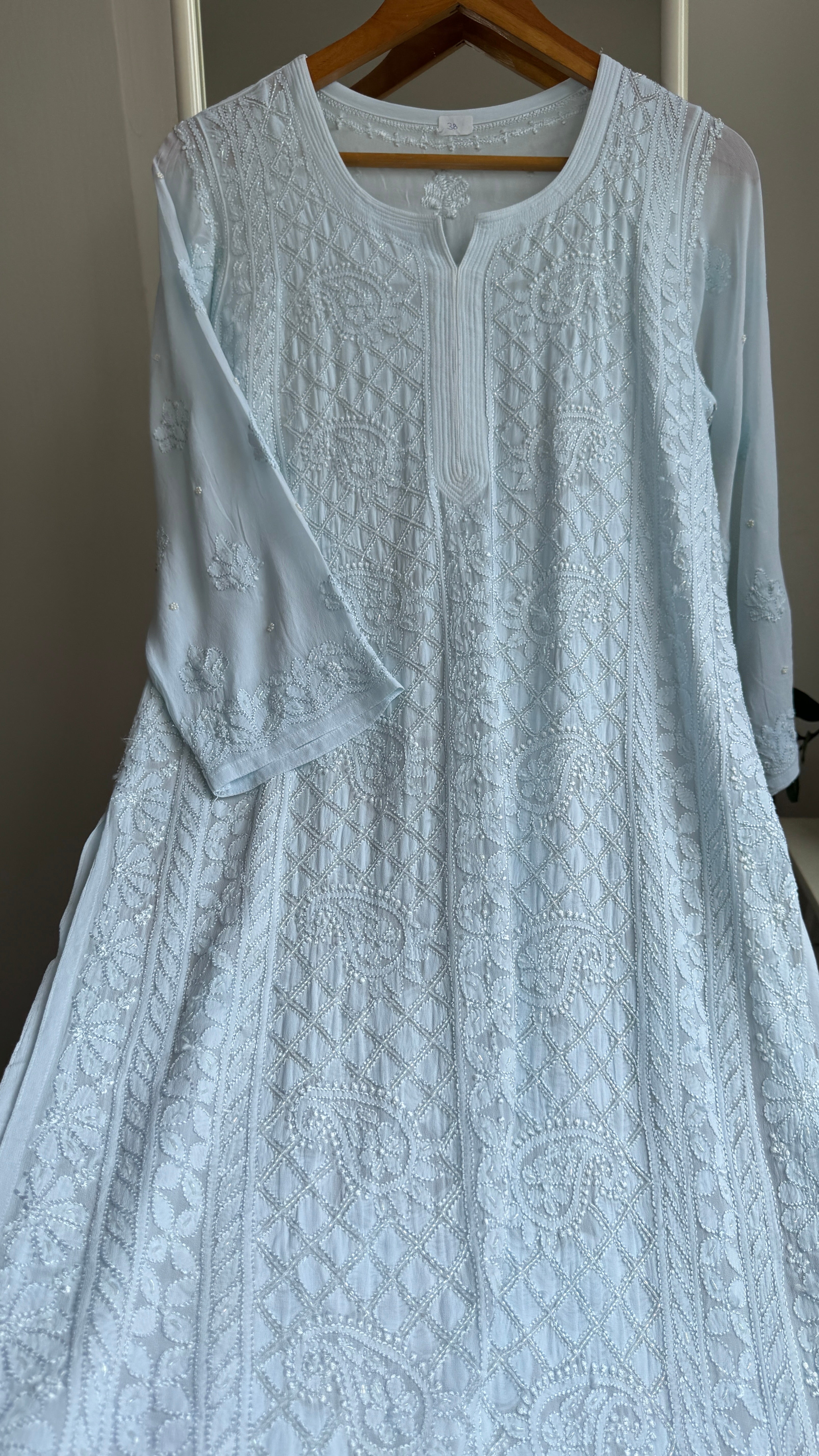 Viscose Kurti with Pearl Work - Blue