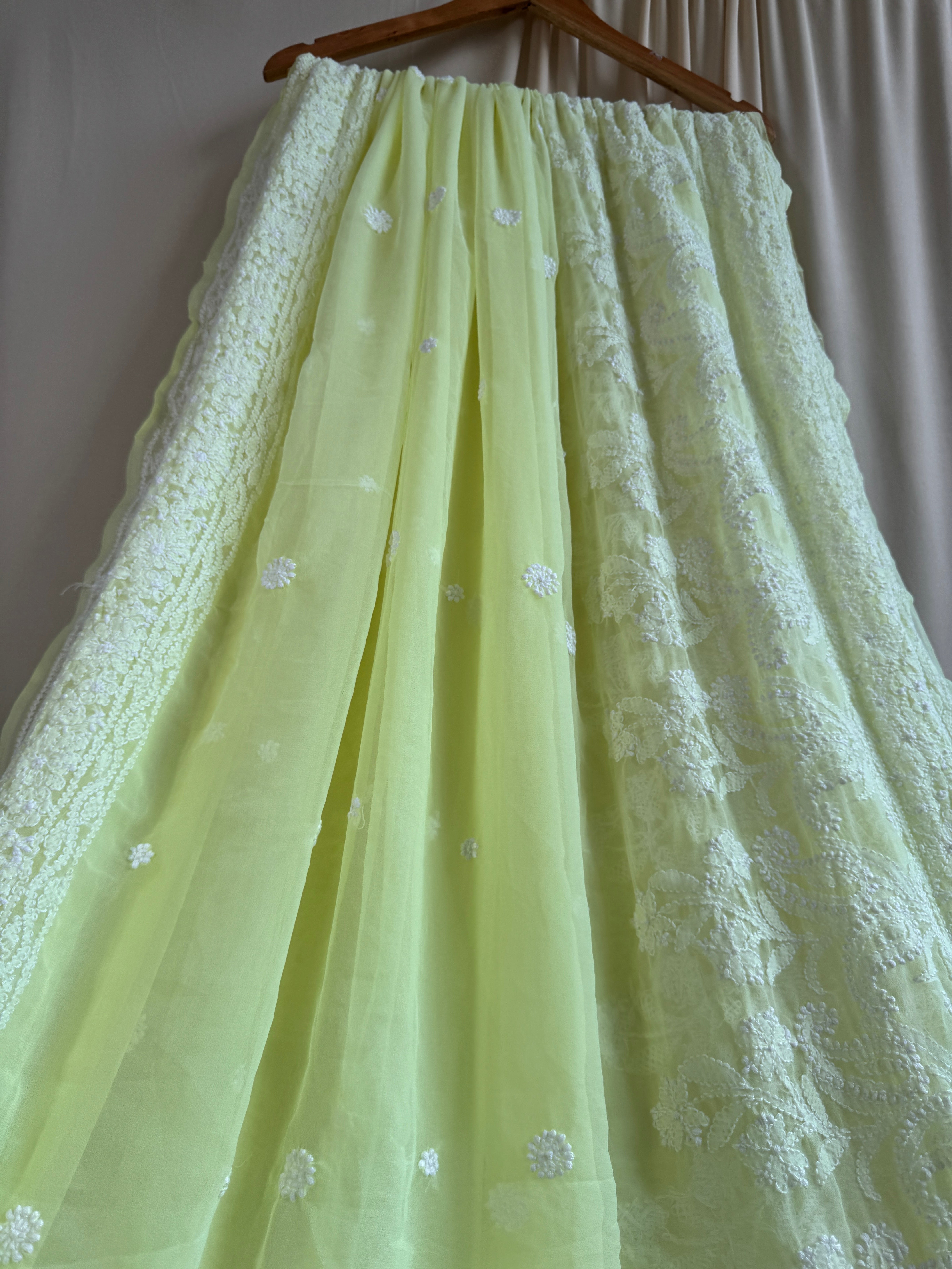 Georgette Chikankari saree in Lemon Yellow ARIAA CHIKANKARI