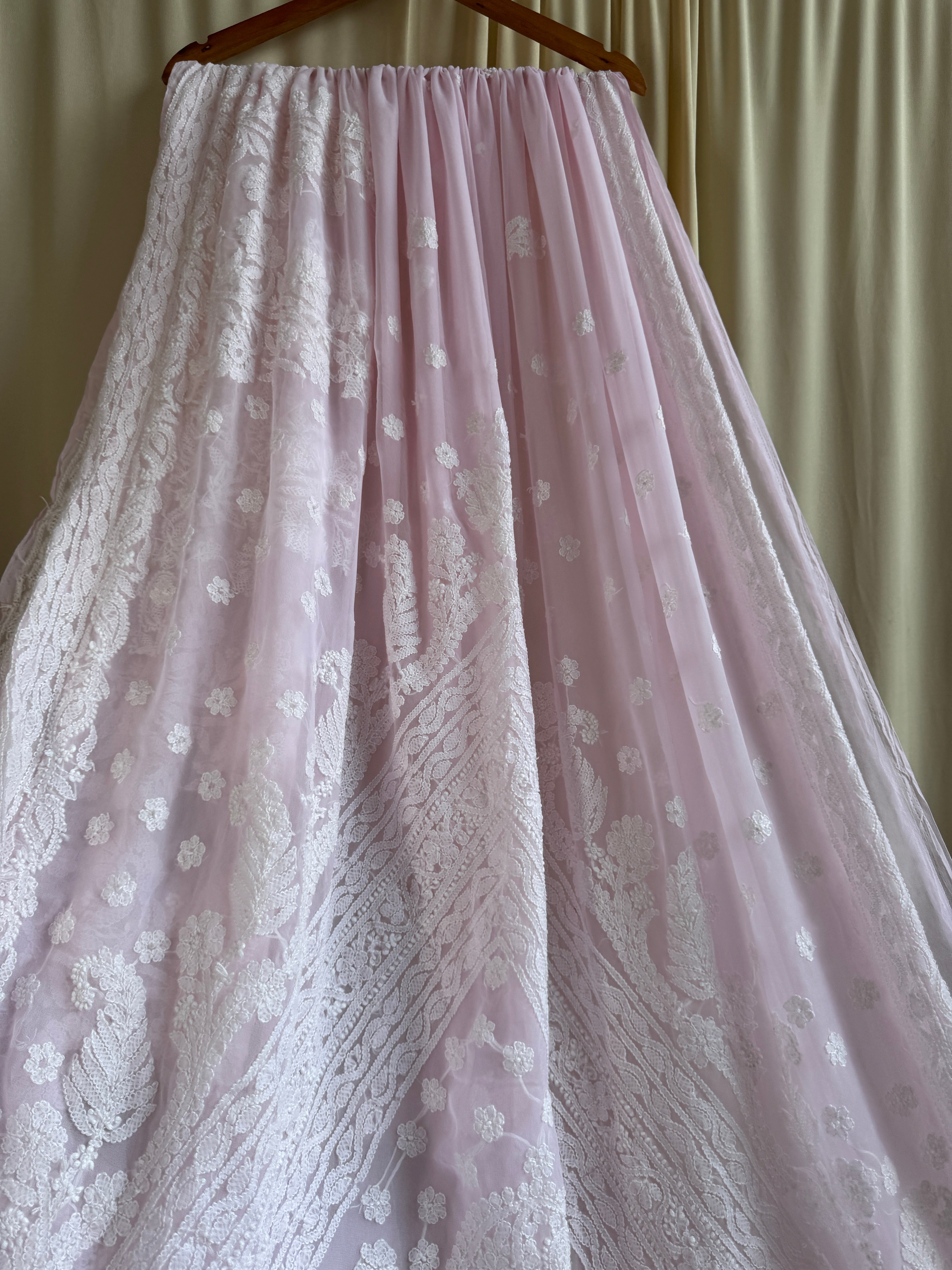 Georgette Chikankari saree in Pink ARIAA CHIKANKARI