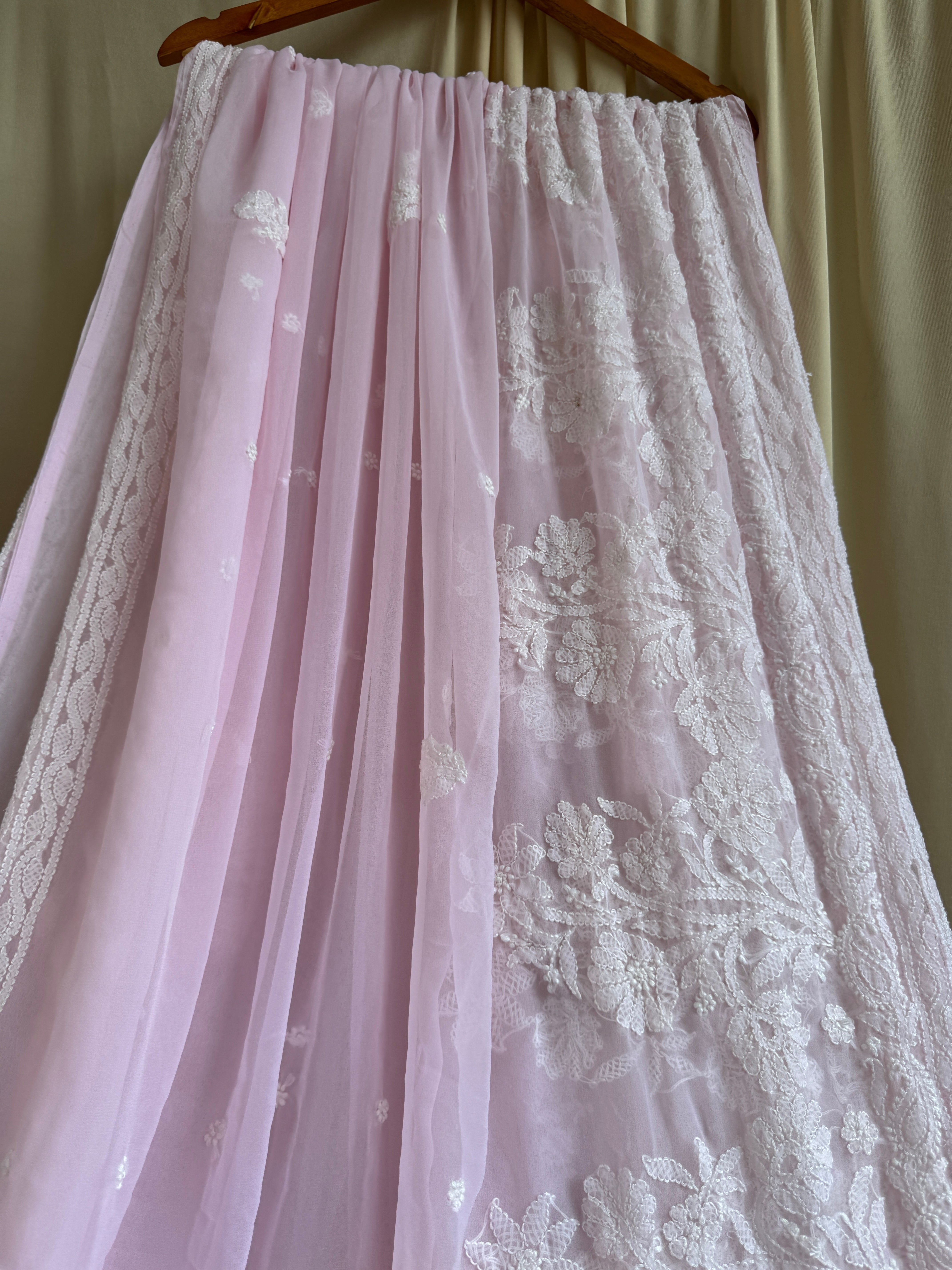 Georgette Chikankari saree in Pink ARIAA CHIKANKARI