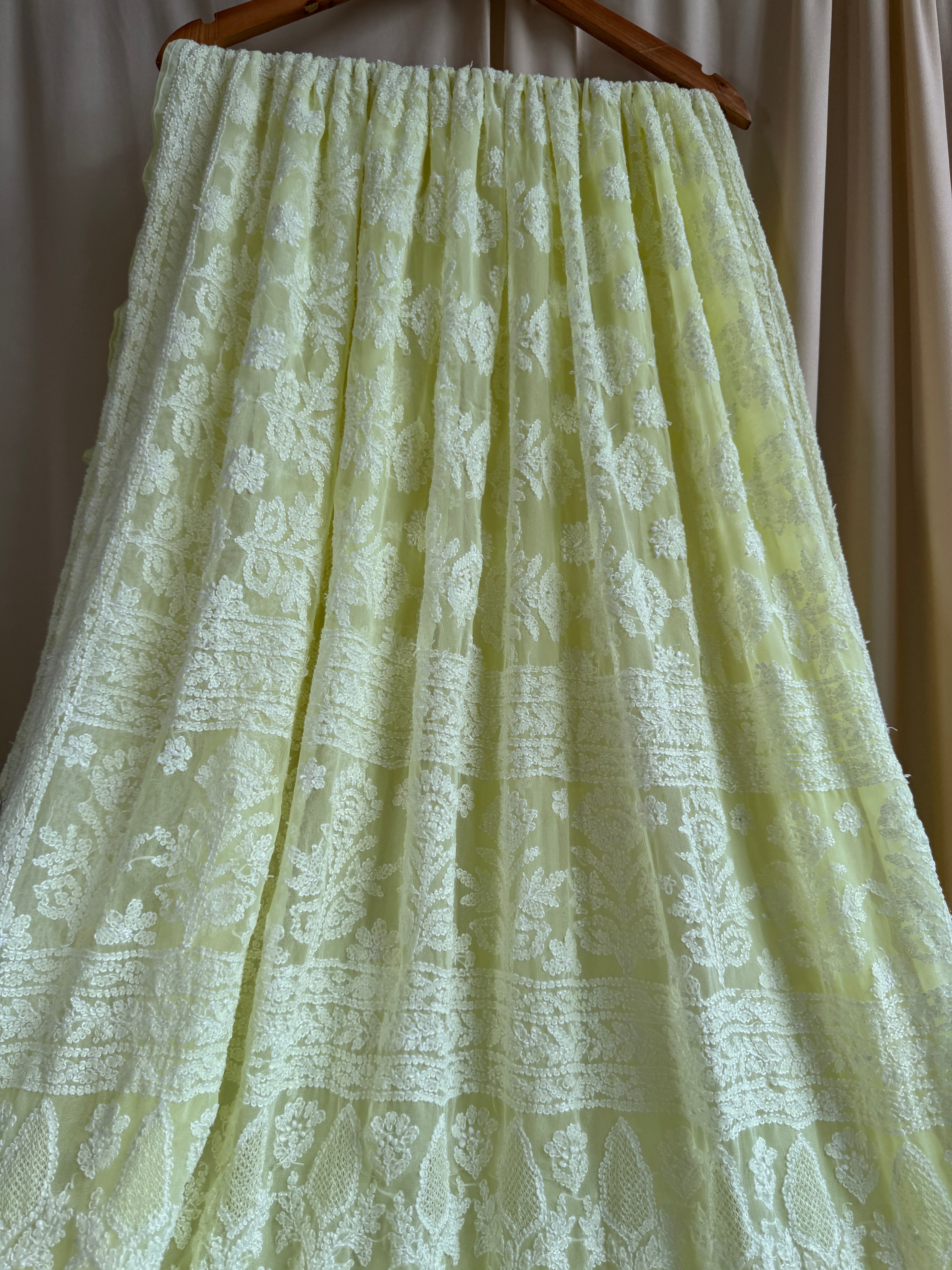 Georgette Chikankari saree in Lemon Yellow ARIAA CHIKANKARI