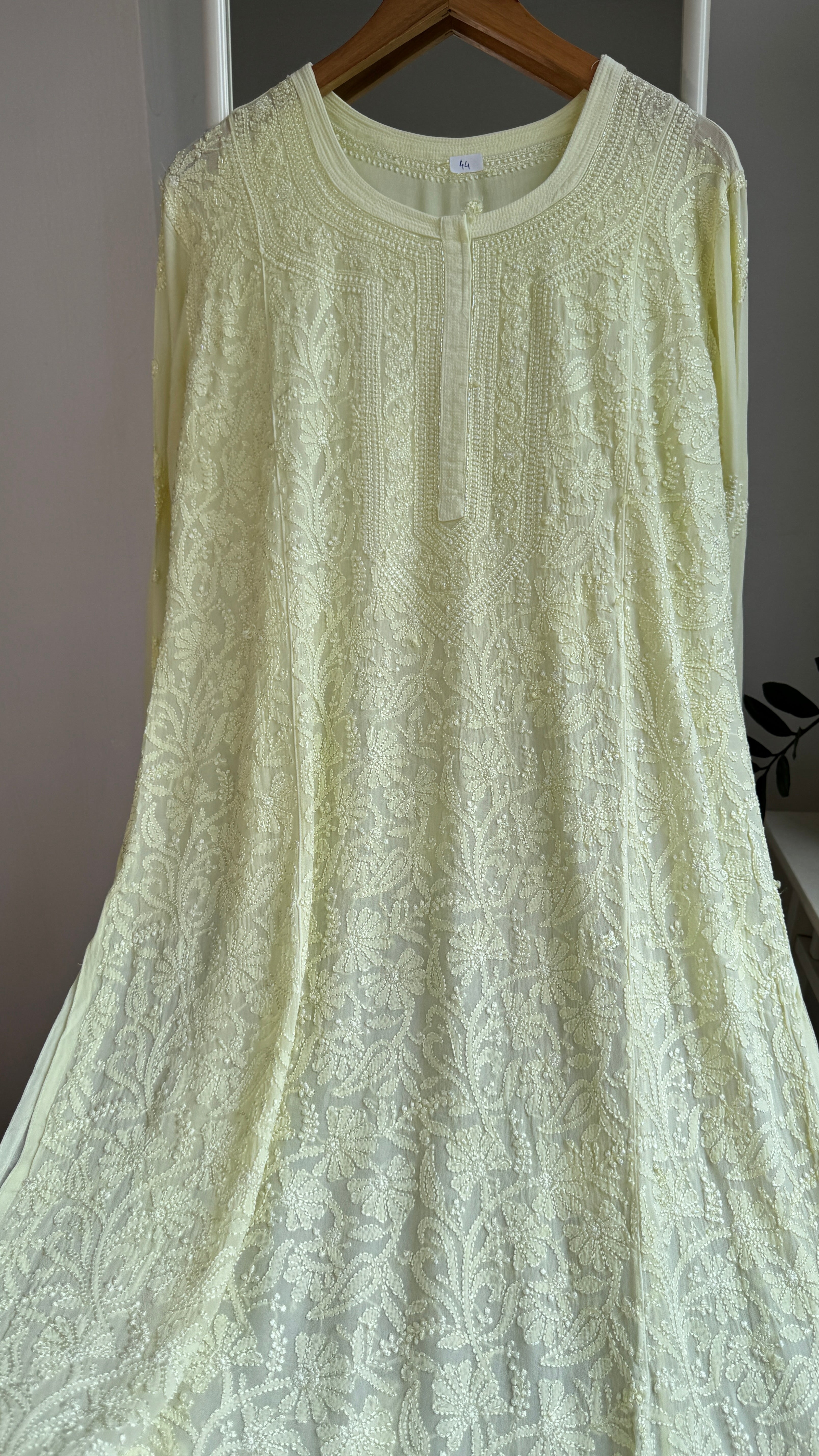 Viscose Kurti with Pearl Work - Lemon Yellow