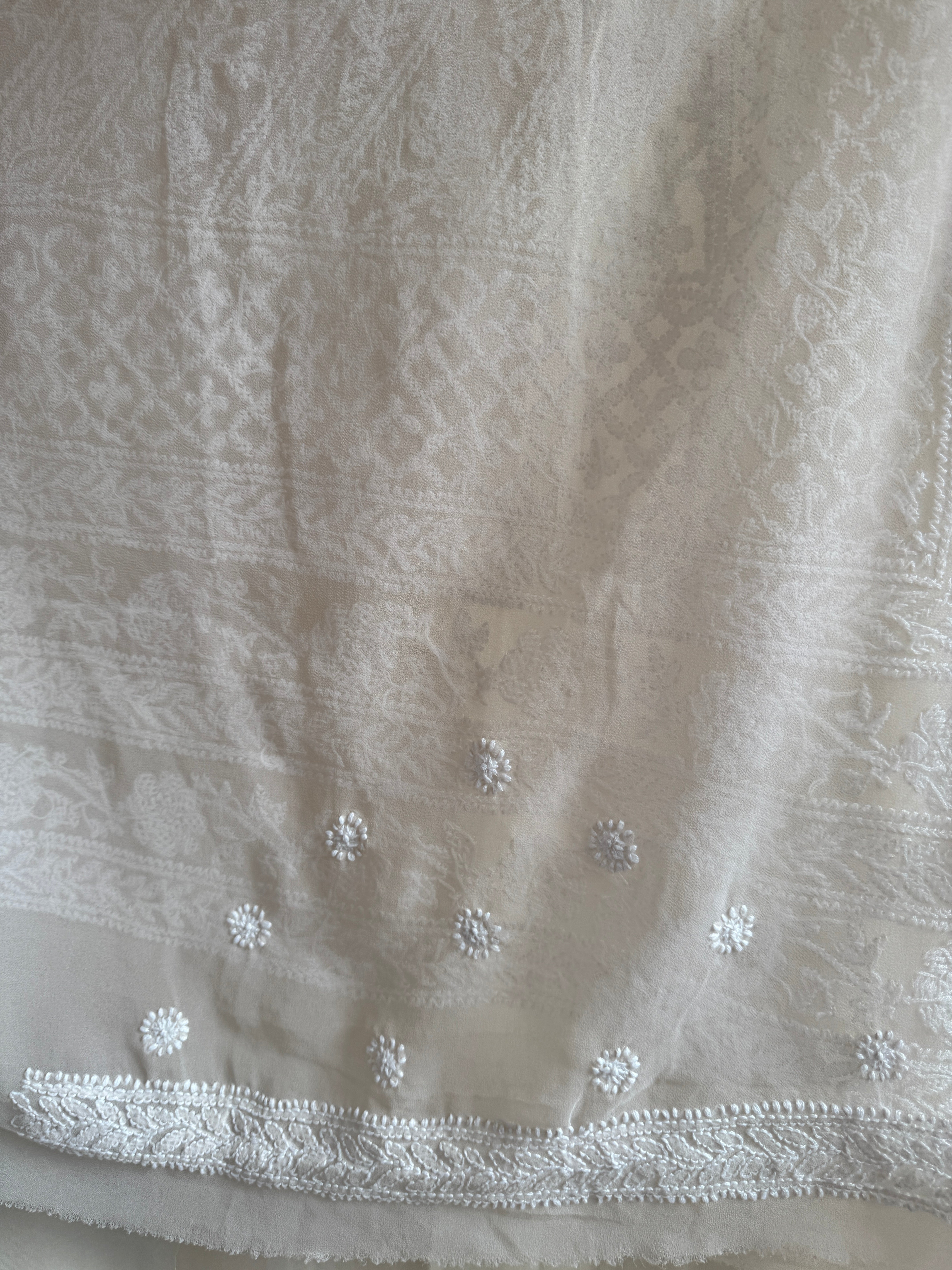 Georgette Chikankari saree in Beige ARIAA CHIKANKARI