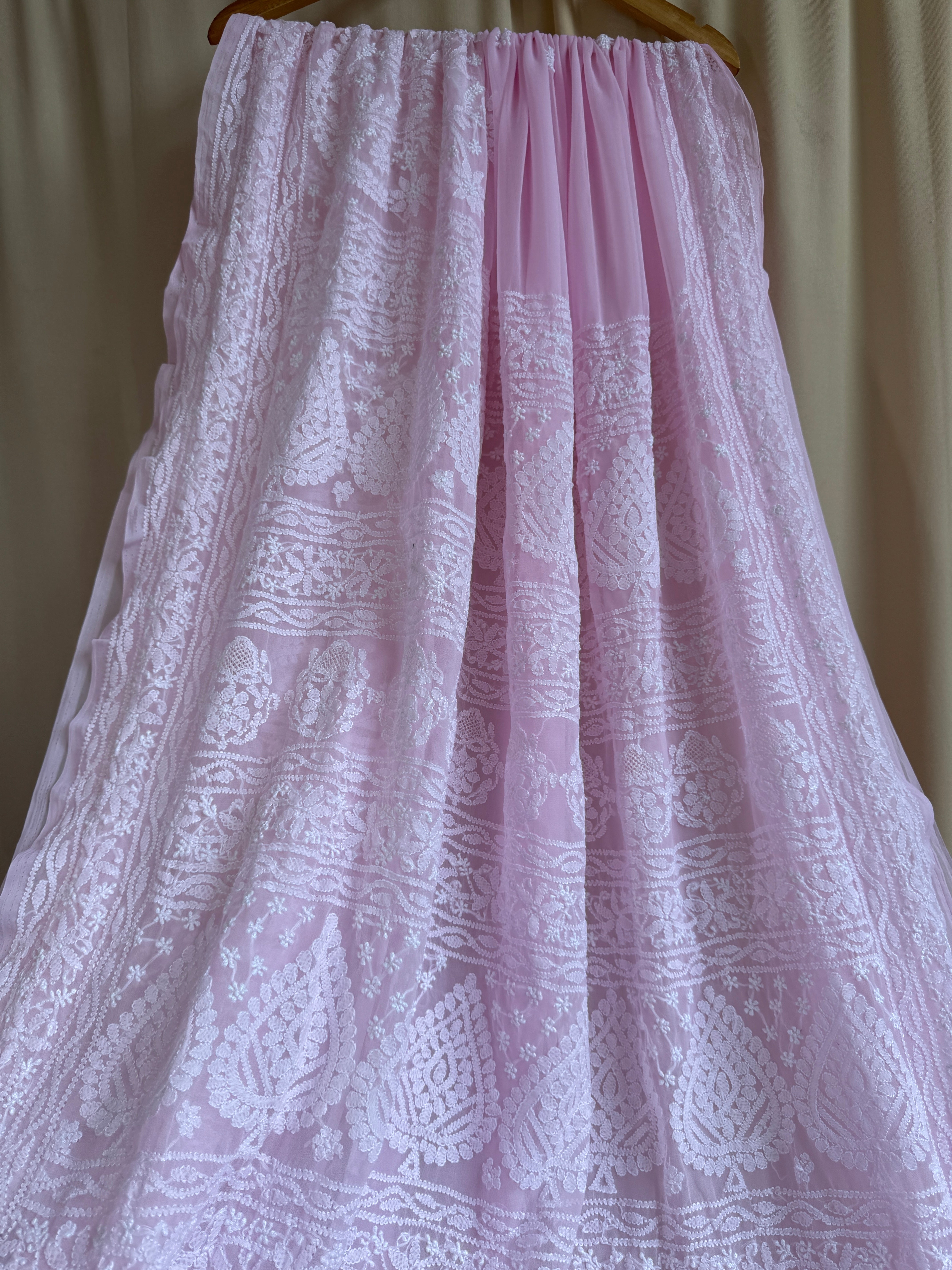 Georgette Chikankari saree in Pink ARIAA CHIKANKARI