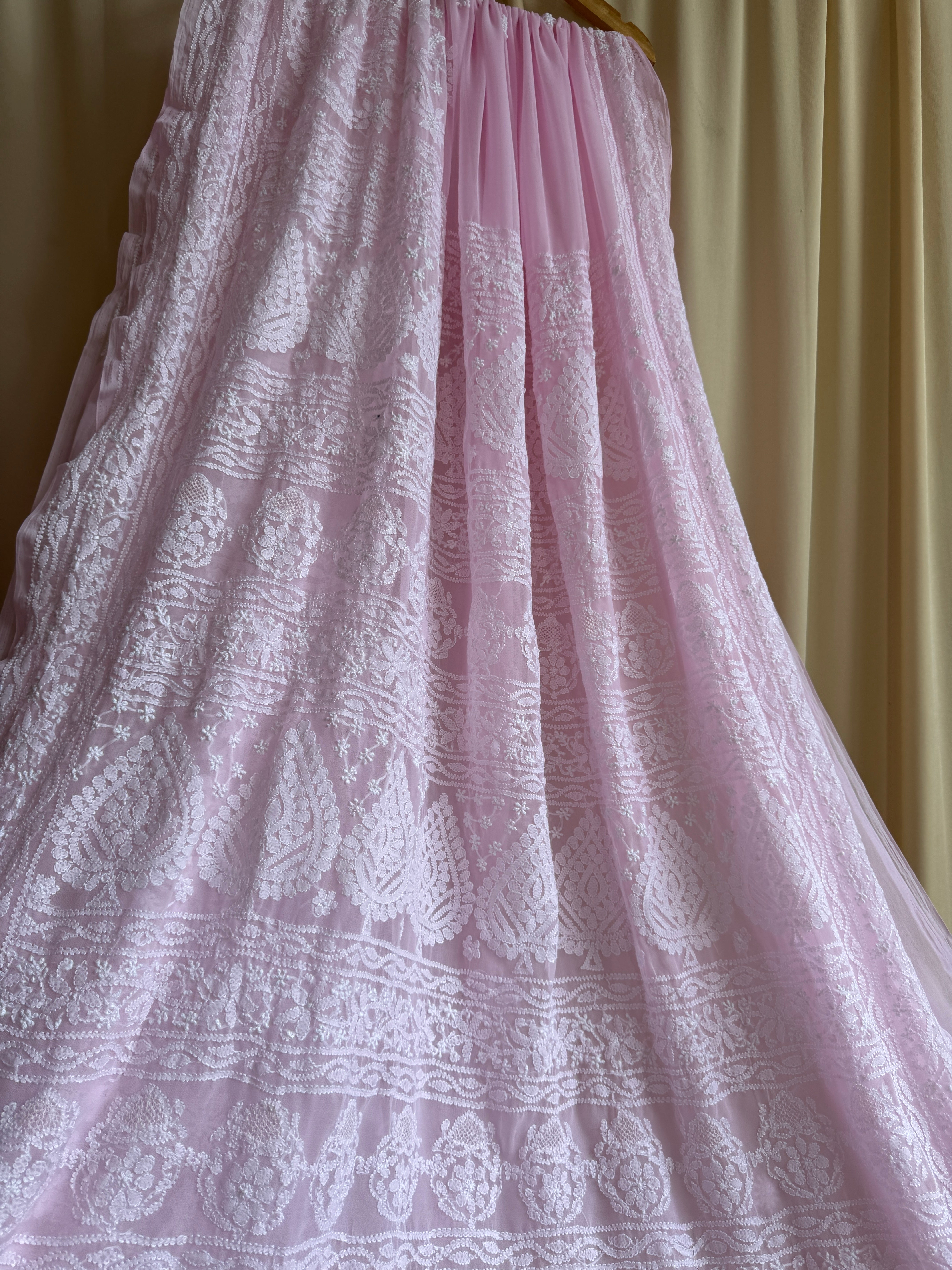 Georgette Chikankari saree in Pink ARIAA CHIKANKARI