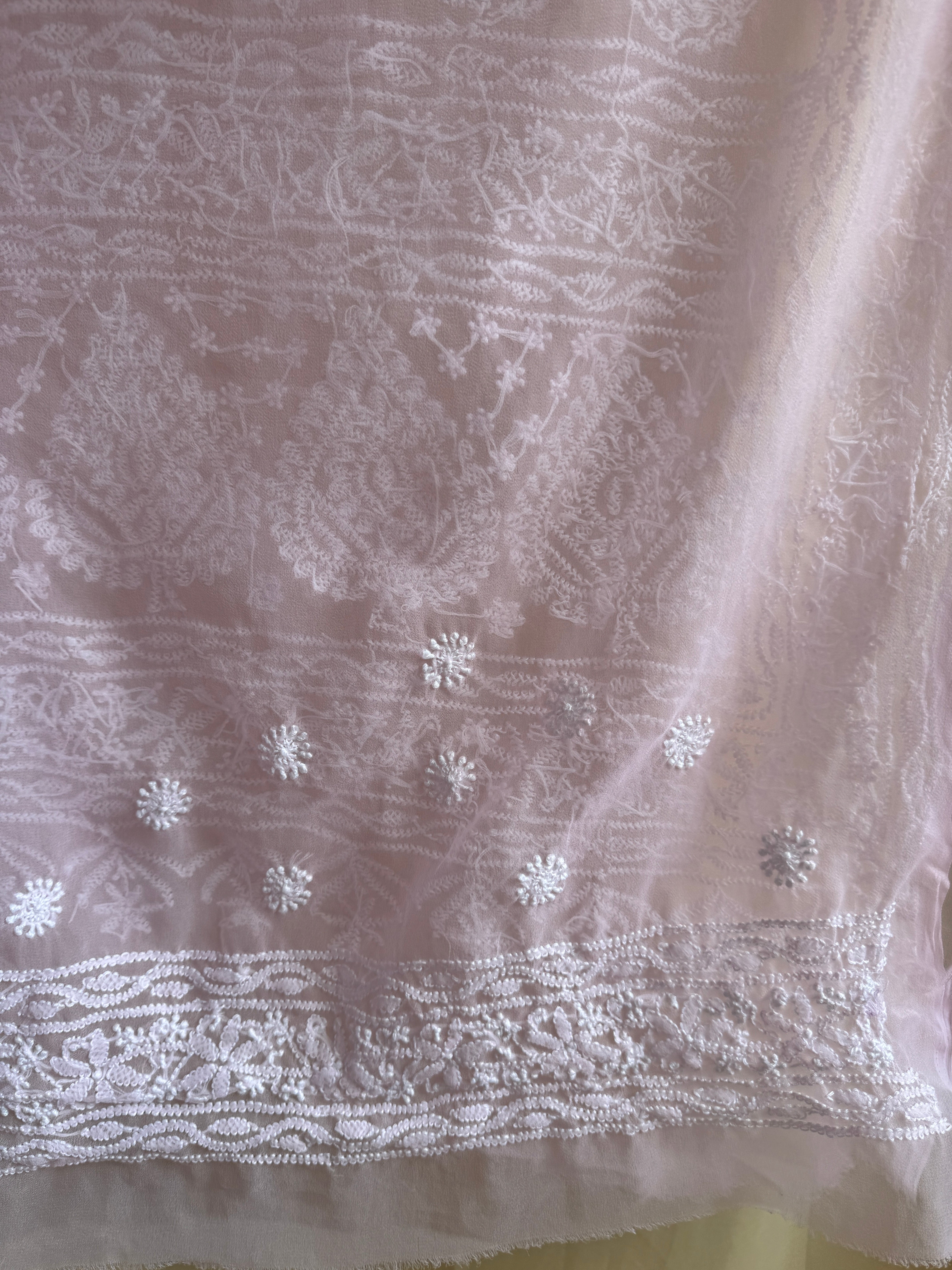 Georgette Chikankari saree in Pink ARIAA CHIKANKARI