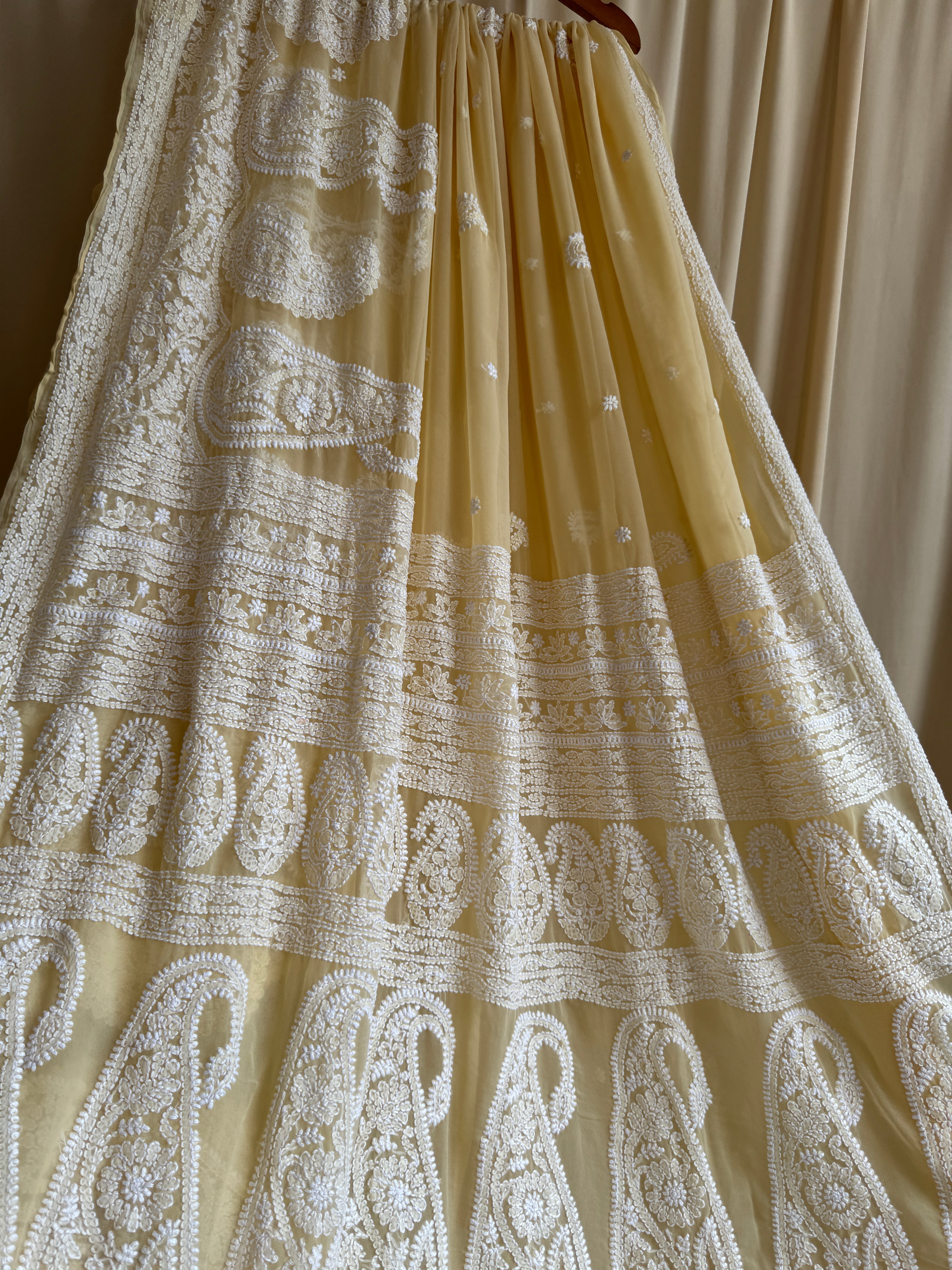 Georgette Chikankari saree in Cream ARIAA CHIKANKARI
