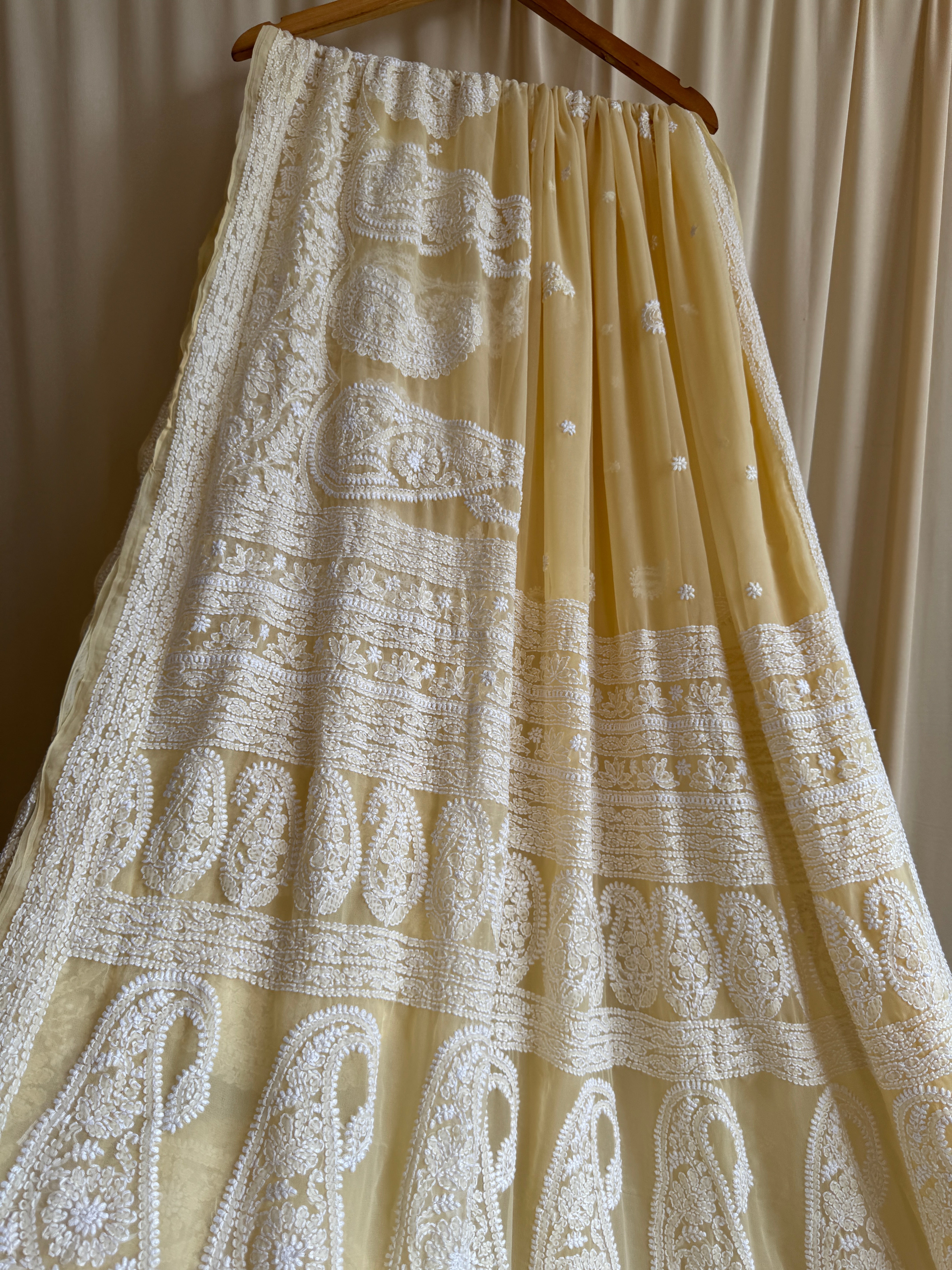 Georgette Chikankari saree in Cream ARIAA CHIKANKARI