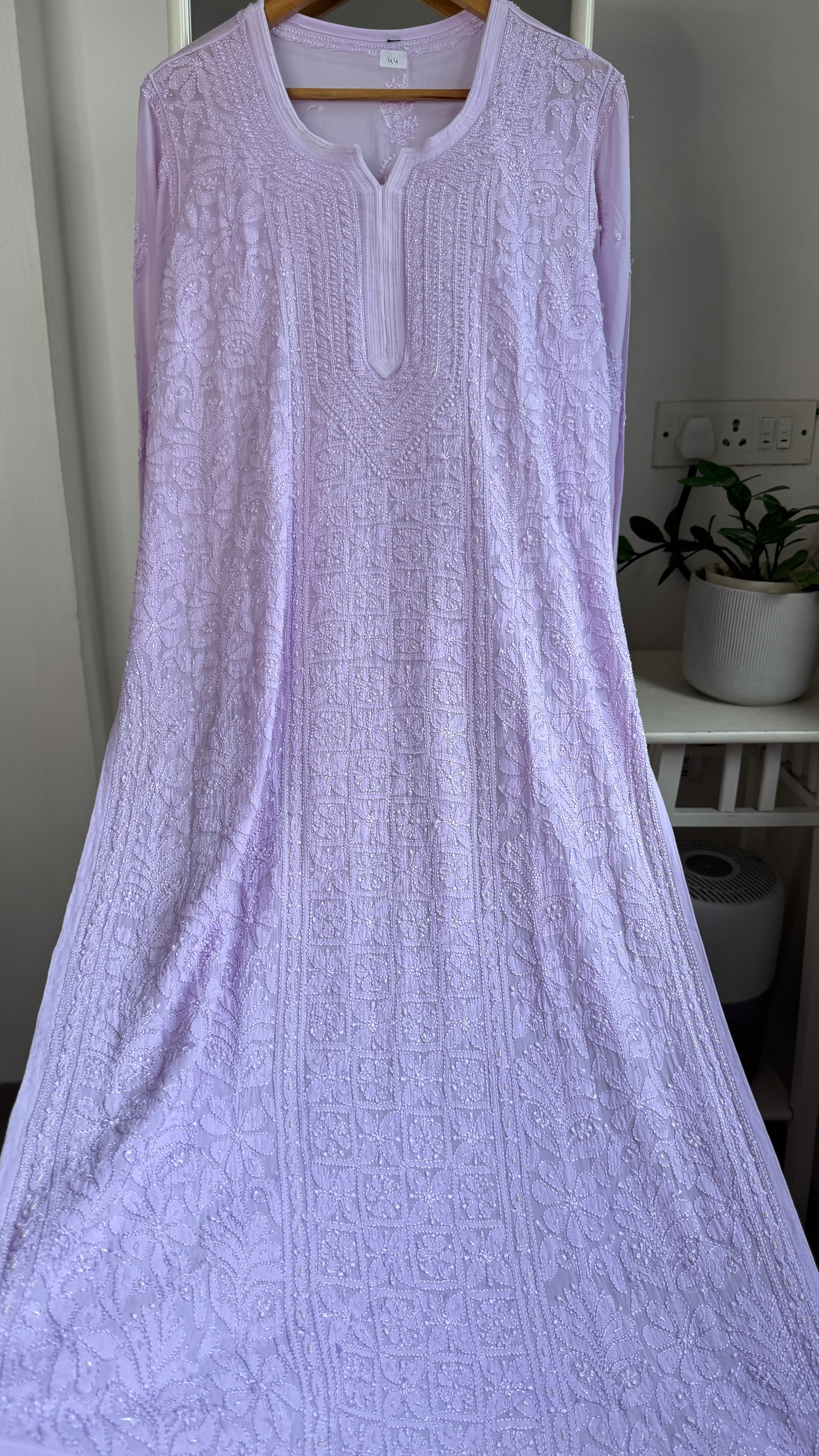 Viscose Kurti with Pearl Work - Lilac