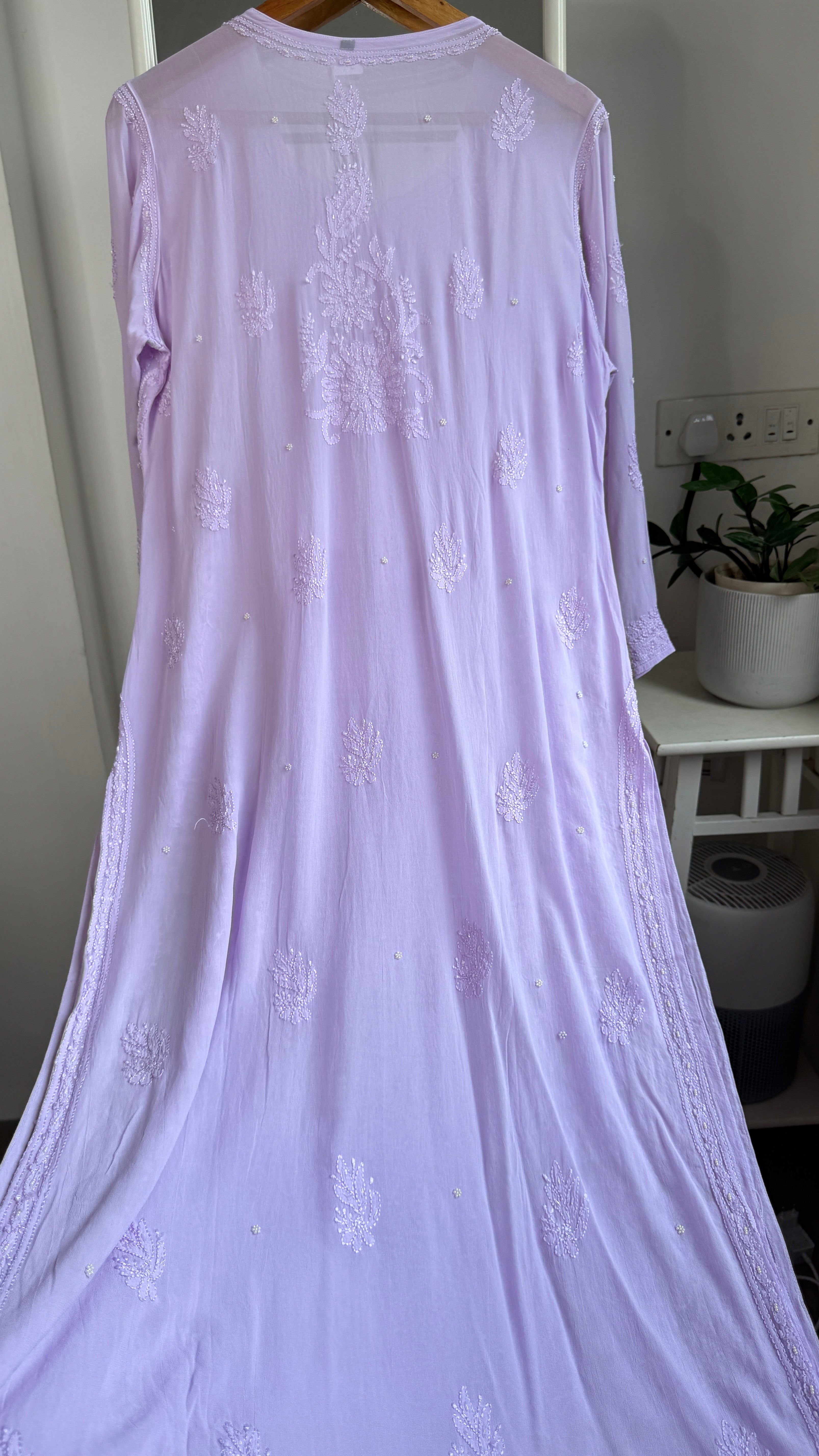 Viscose Kurti with Pearl Work - Lilac