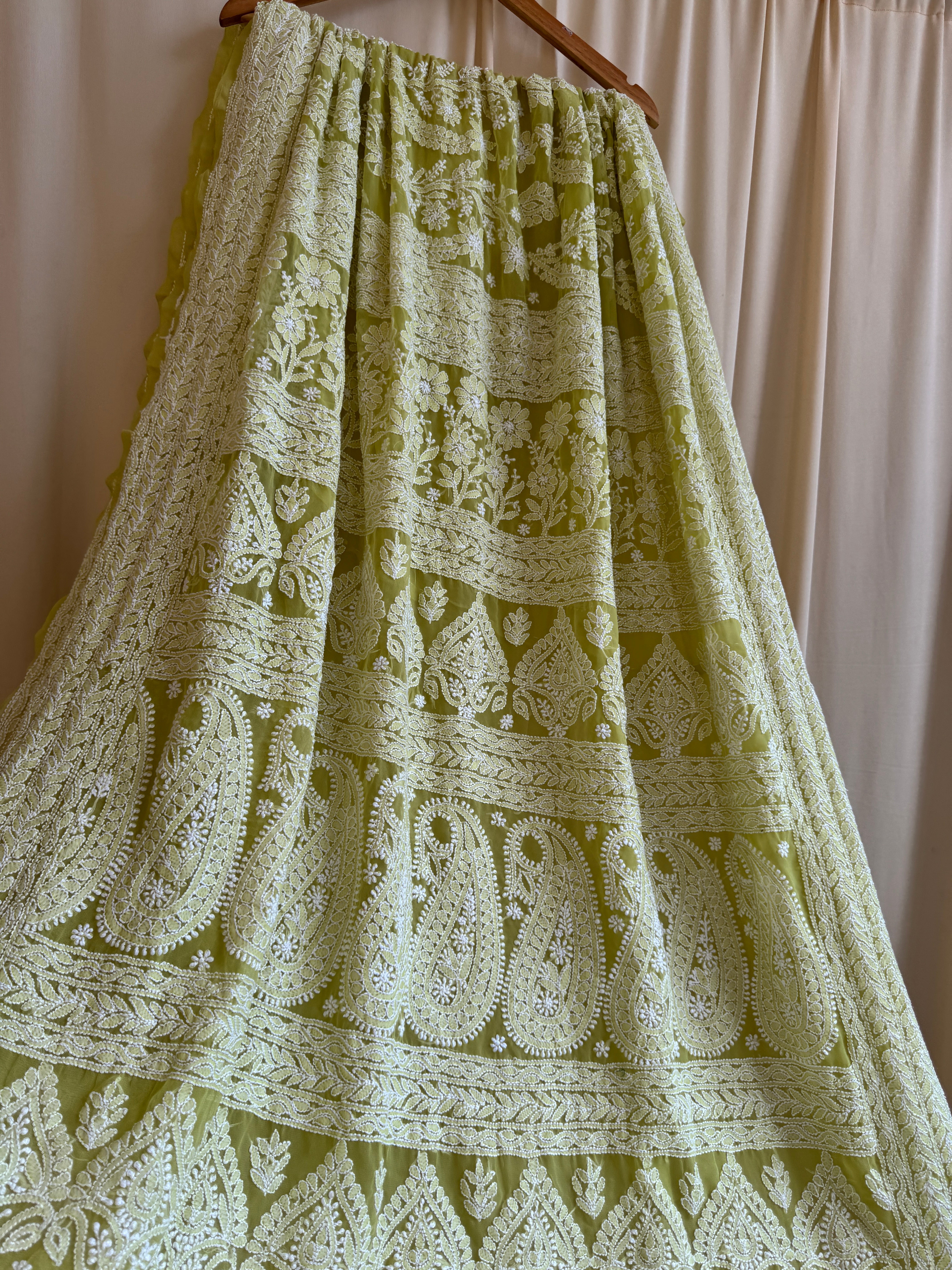 Georgette Chikankari saree in Green ARIAA CHIKANKARI