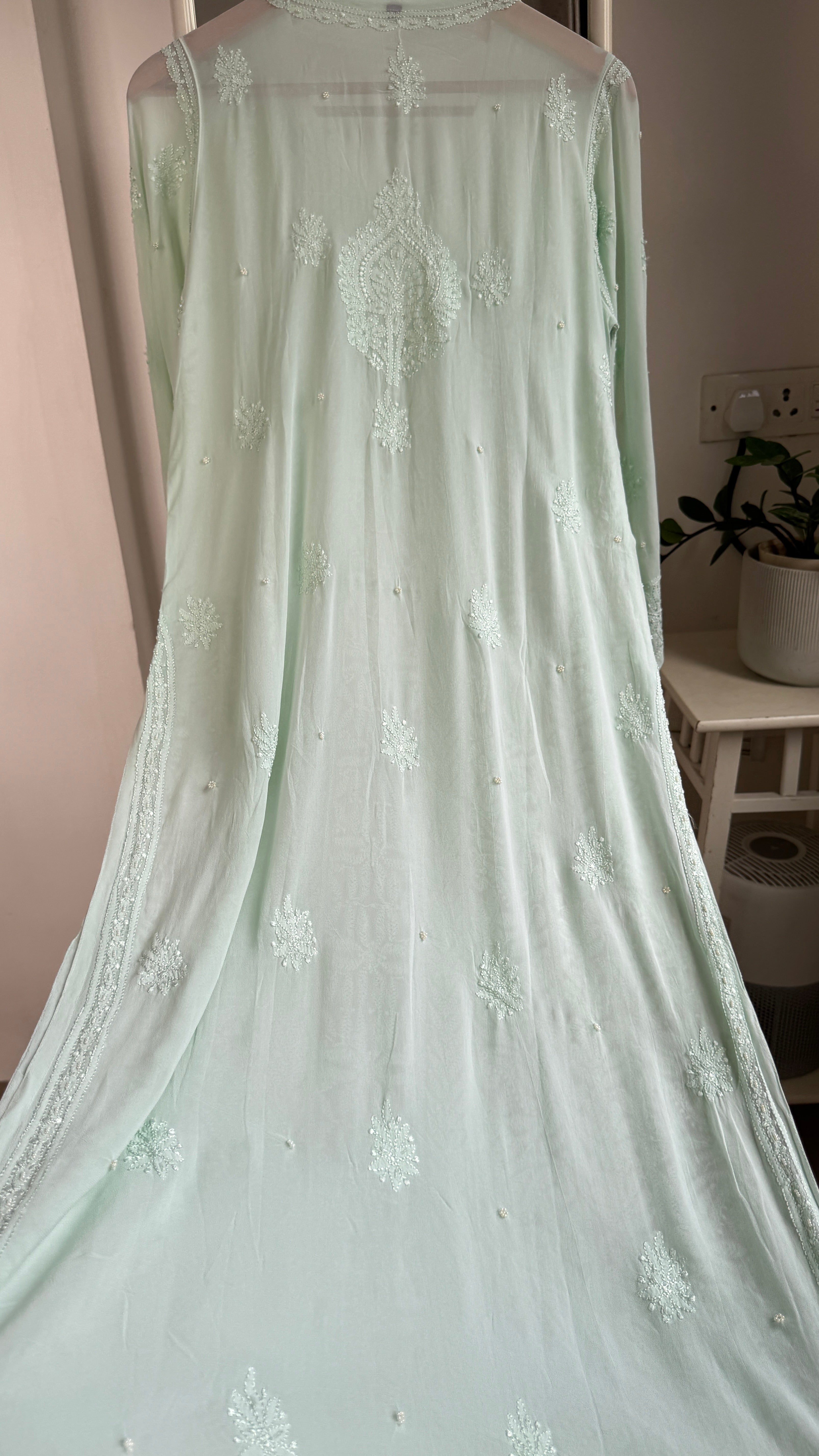 Viscose Kurti with Pearl Work - Green