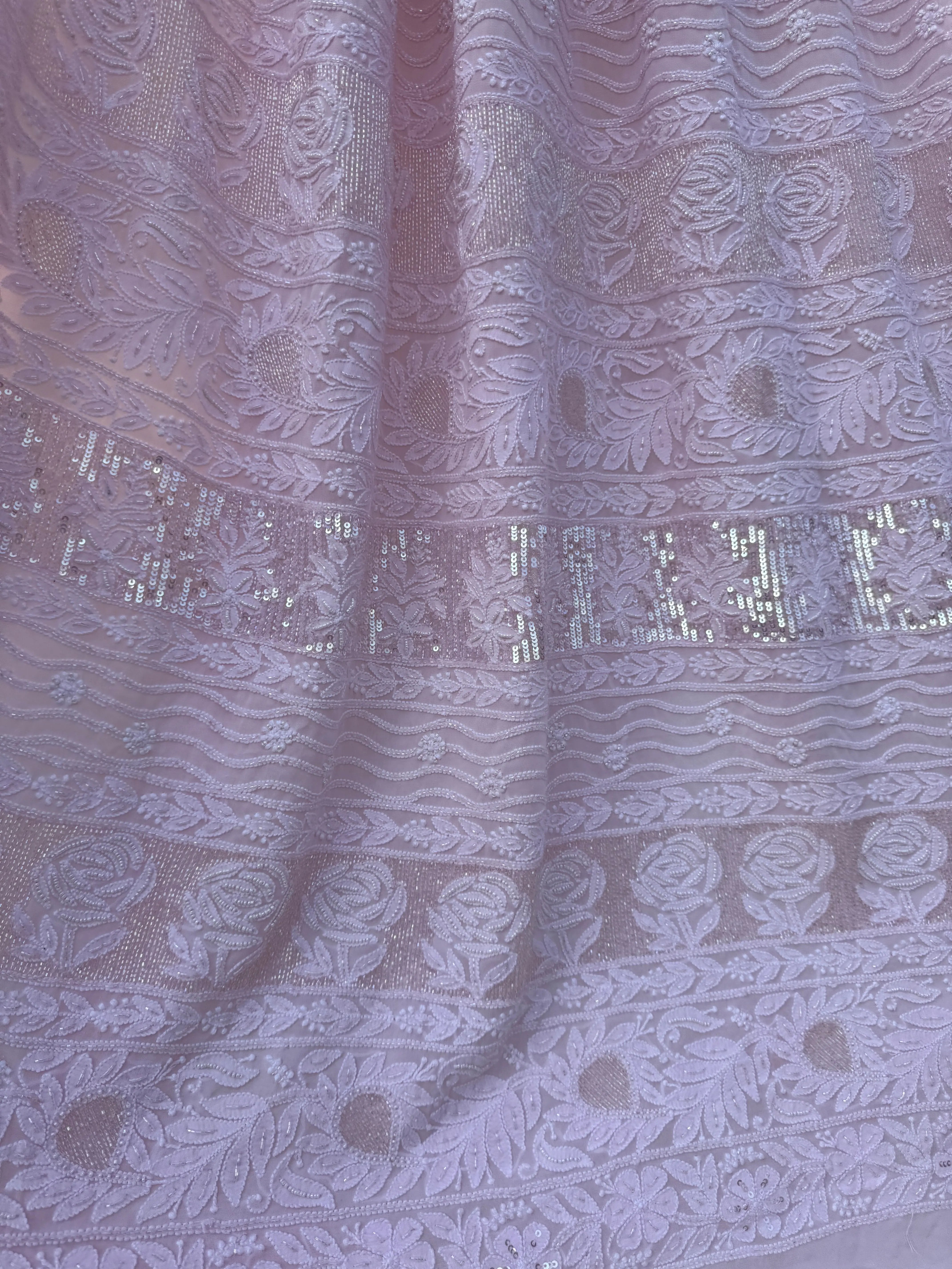 Viscose Chikankari saree with Pearl embellishments- pink ARIAA CHIKANKARI