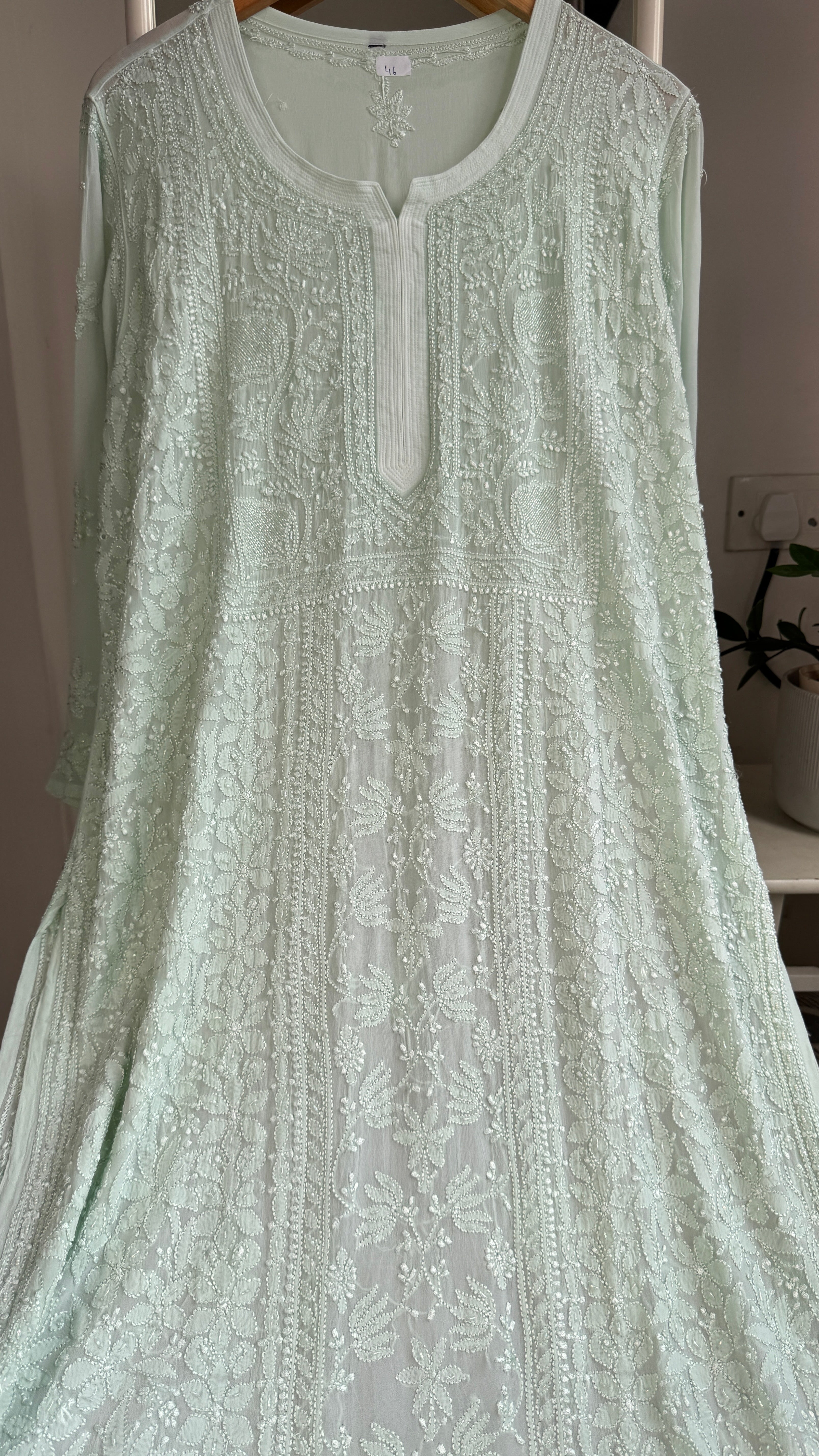 Viscose Kurti with Pearl Work - Green