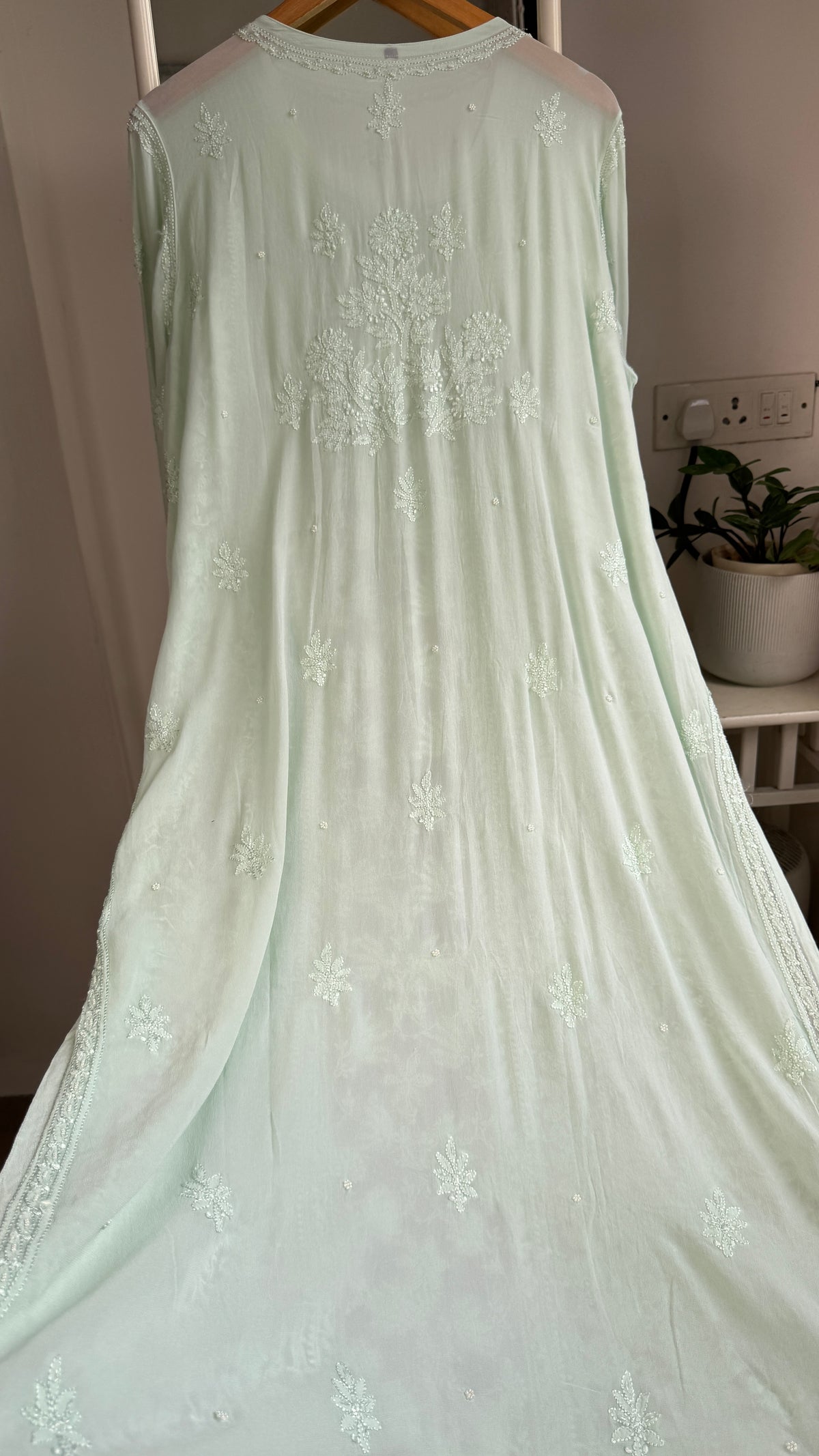 Viscose Kurti with Pearl Work - Green