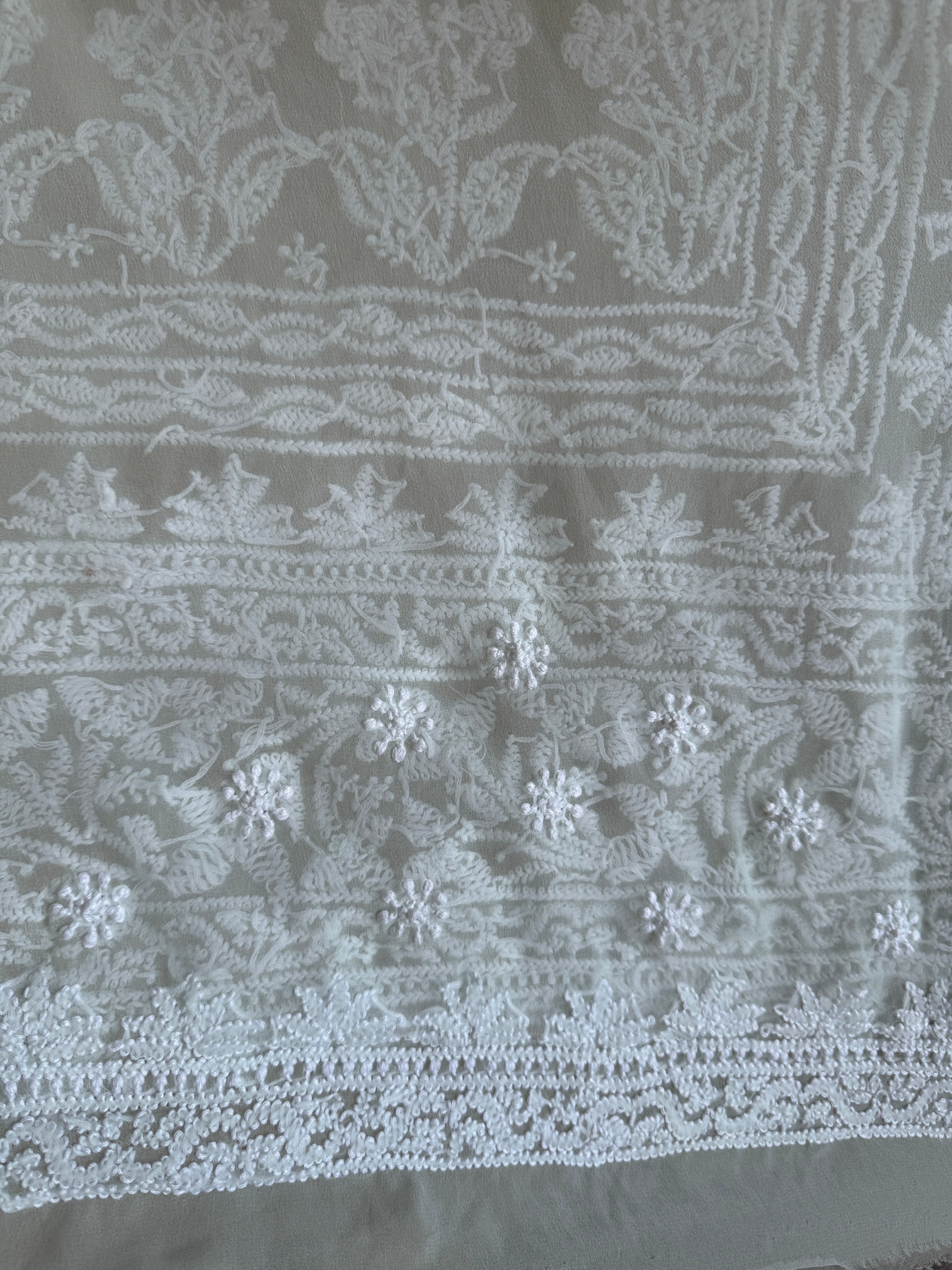 Georgette Chikankari saree in Sea Green ARIAA CHIKANKARI