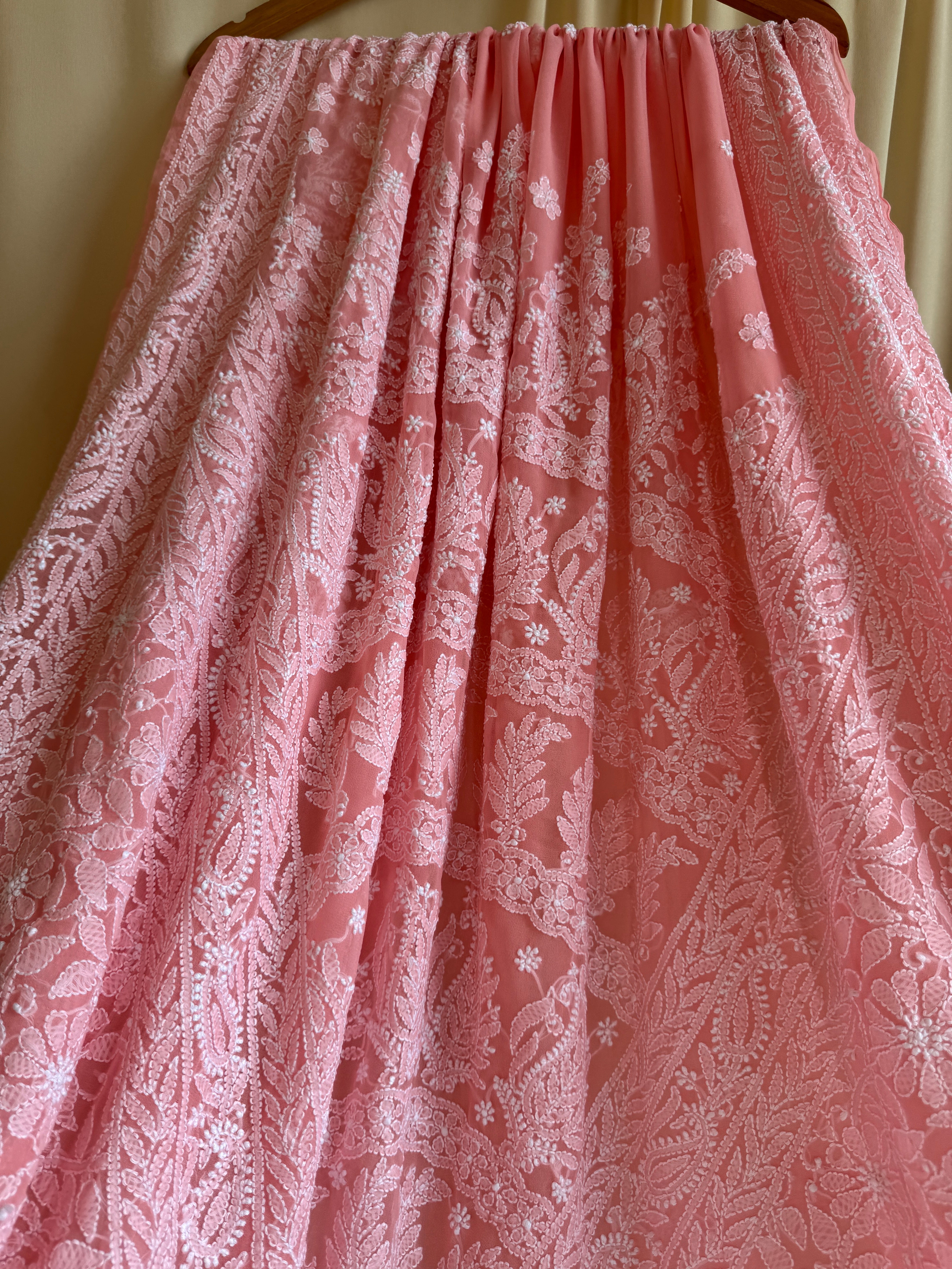 Georgette Chikankari saree in Pink ARIAA CHIKANKARI