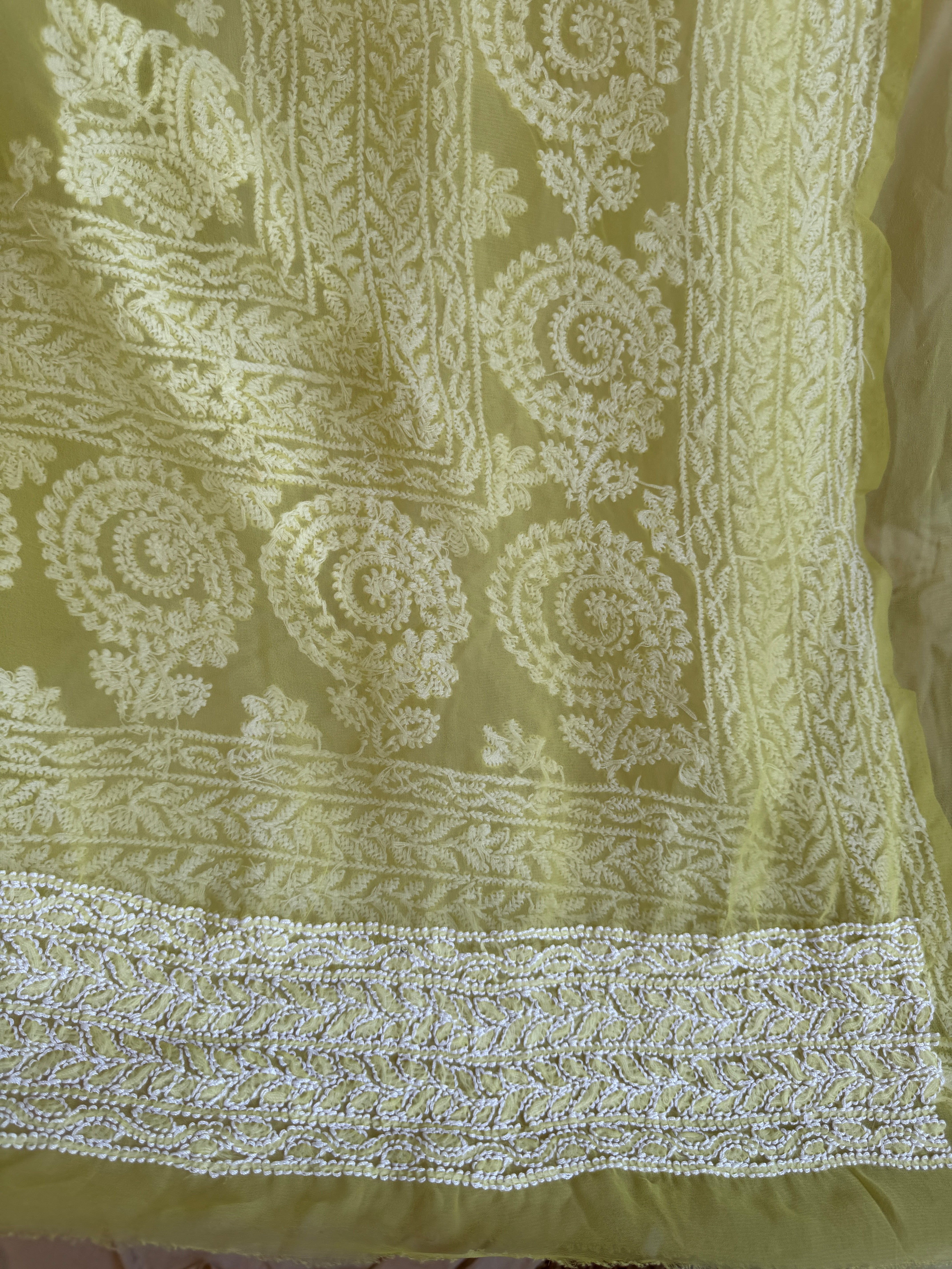 Georgette Chikankari saree in Green ARIAA CHIKANKARI