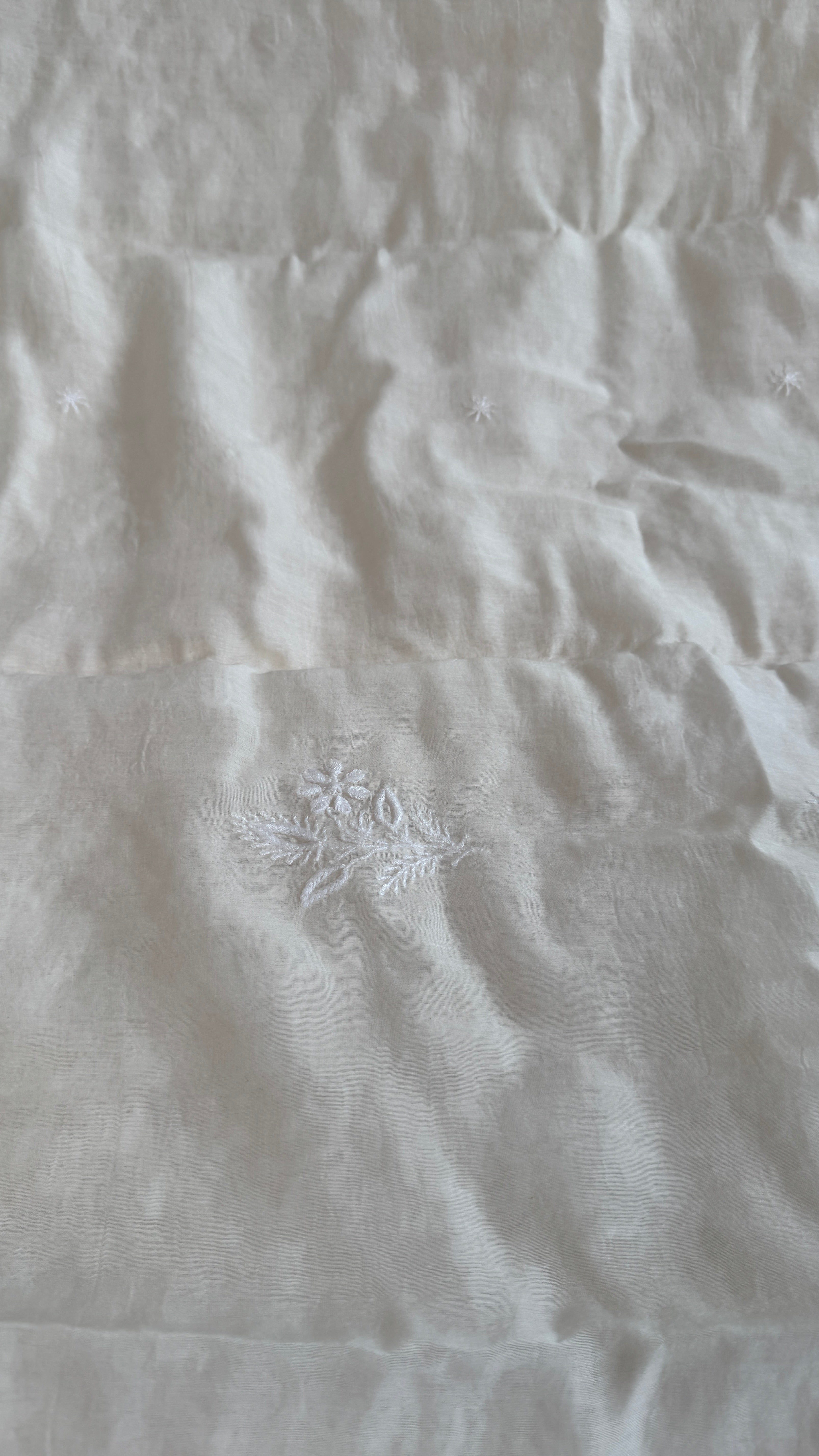 Pure Mul Chanderi Chikankari saree in White